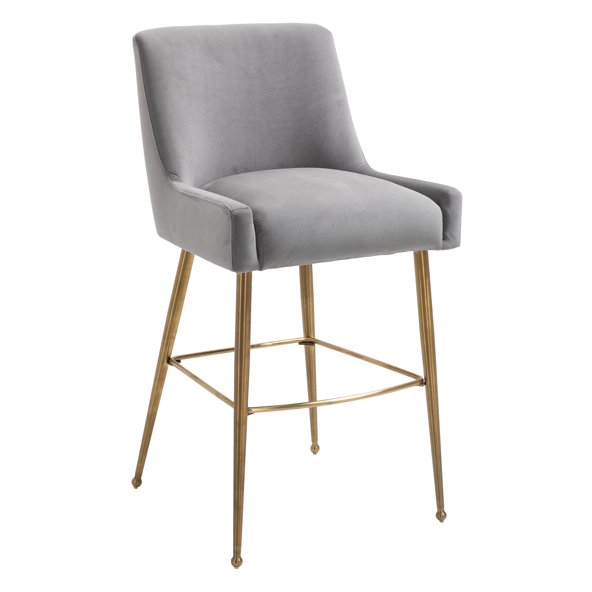 Counter & Bar Stool with Back, Golden Brushed Legs (Set of 2)-Boyel Living
