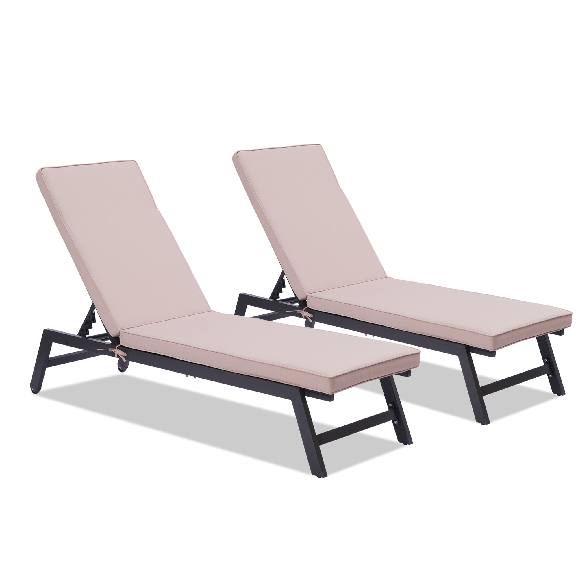 Outdoor Chaise Lounge Chair Set With Cushions, Five-Position Adjustable Aluminum Recliner,All Weather For Patio,Beach,Yard, Pool-Boyel Living