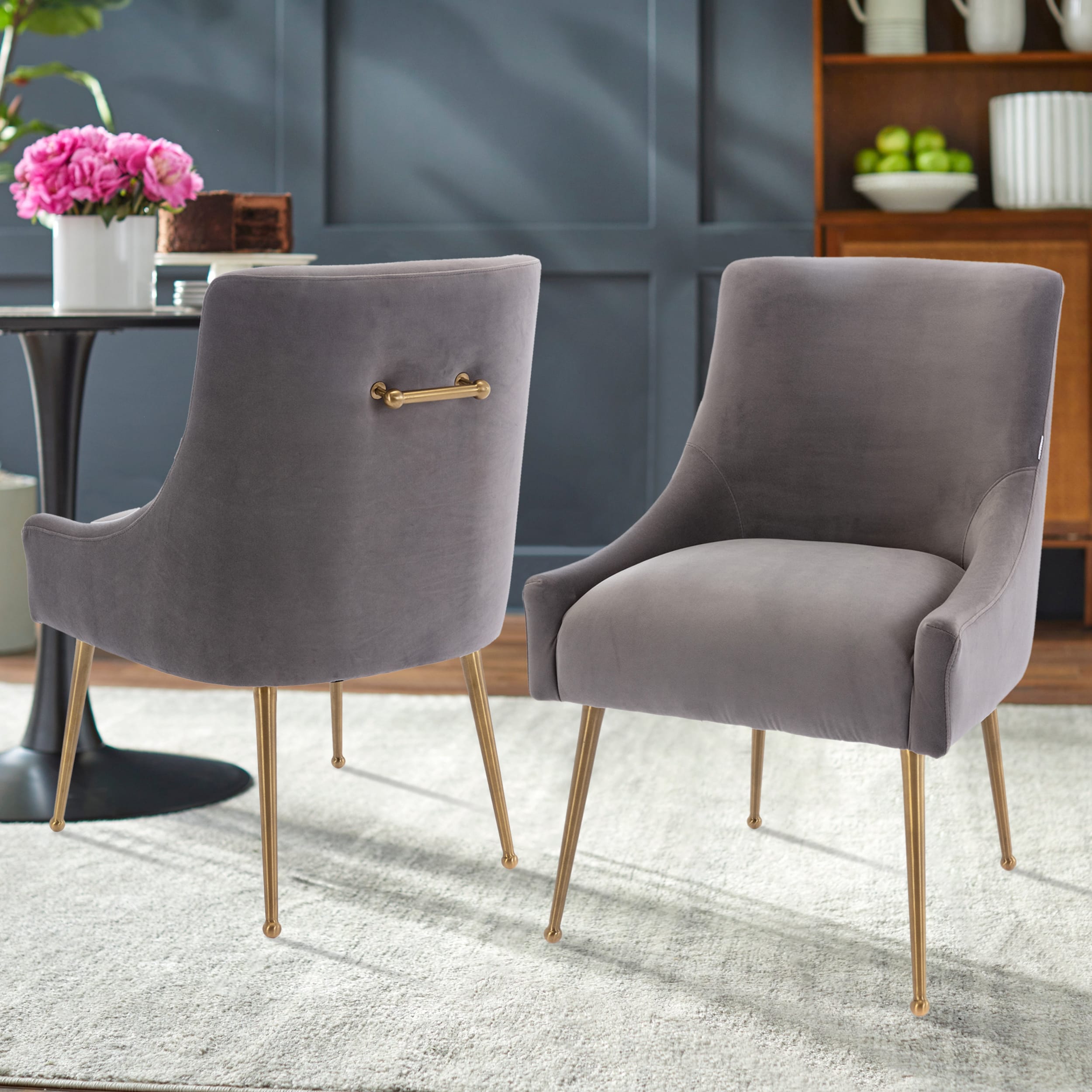 Velvet Dining Chair, Accent Side Chair With Adjustable Foot Nails, Set of 2-Boyel Living