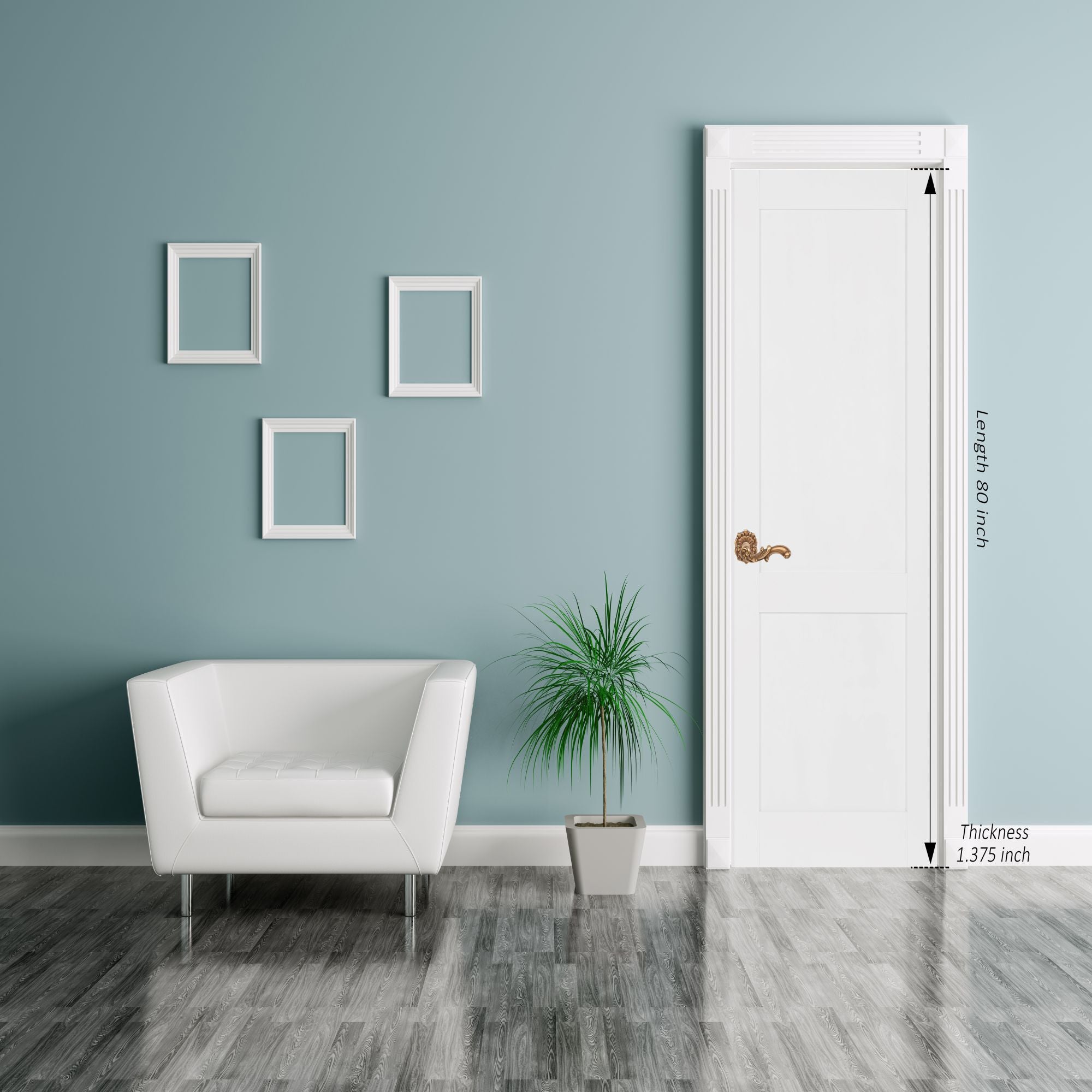 1- Lite Interior Door Slab, White Color, Made Of Mdf Material-Boyel Living