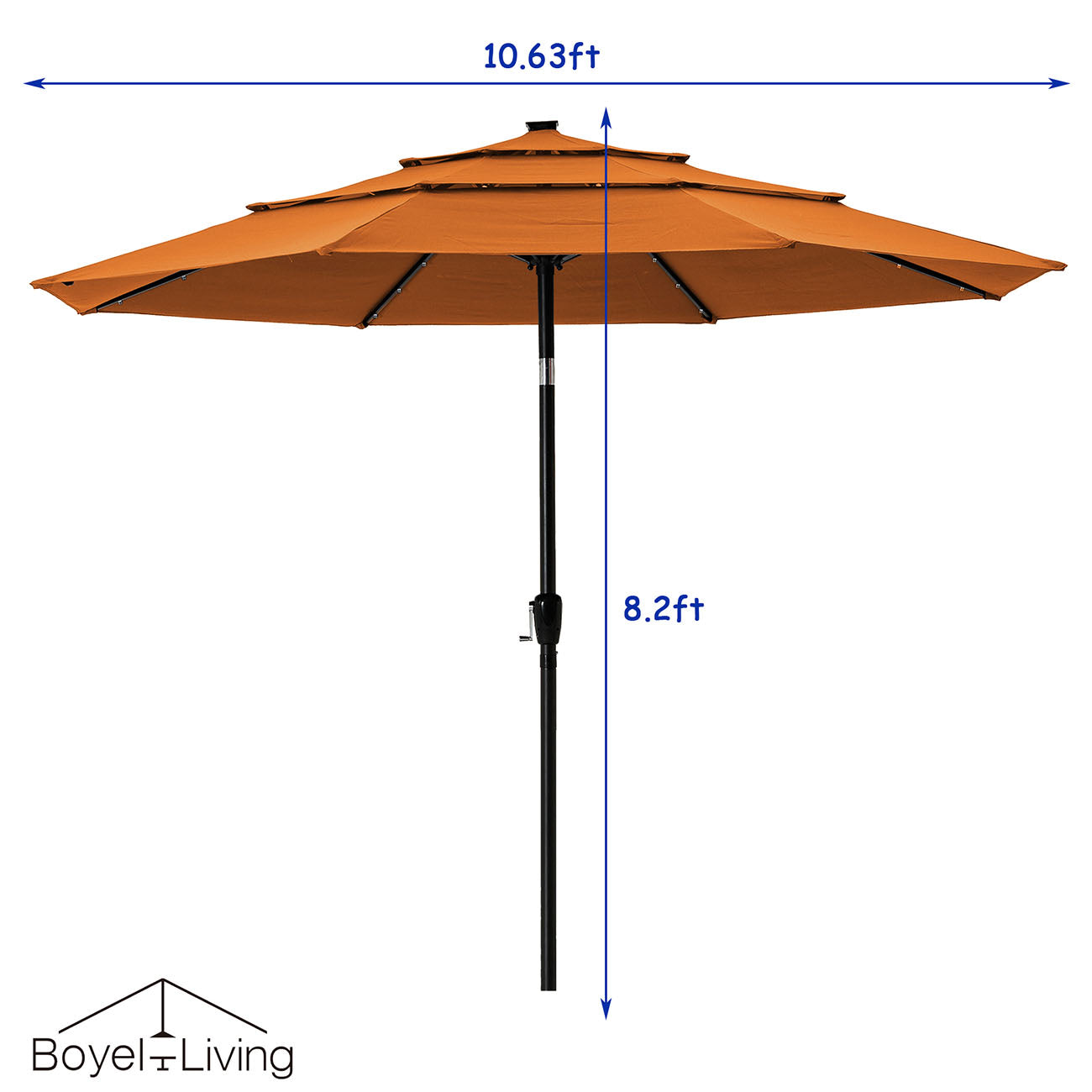 Boyel Living 11-Ft Market Patio Umbrella with LED (Orange)-Boyel Living