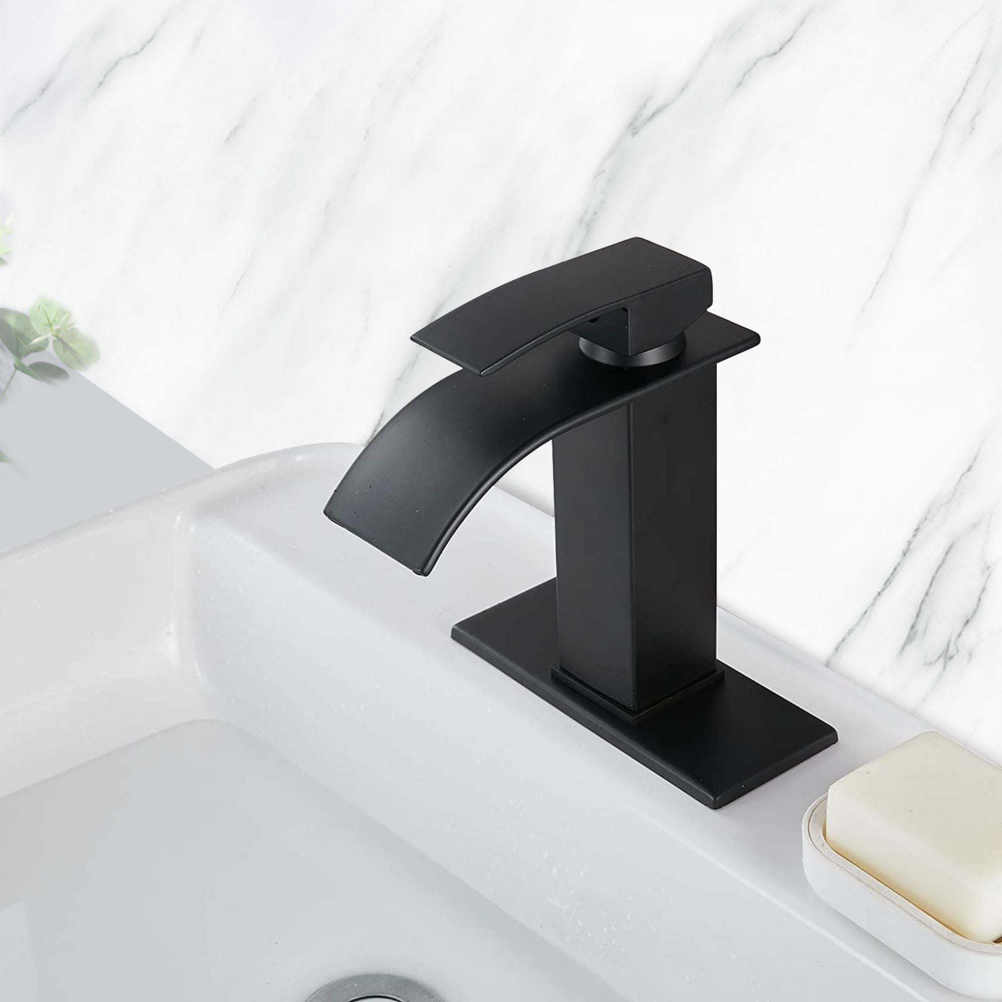 Waterfall Spout Bathroom Faucet,Single Handle Bathroom Vanity Sink Faucet-Boyel Living