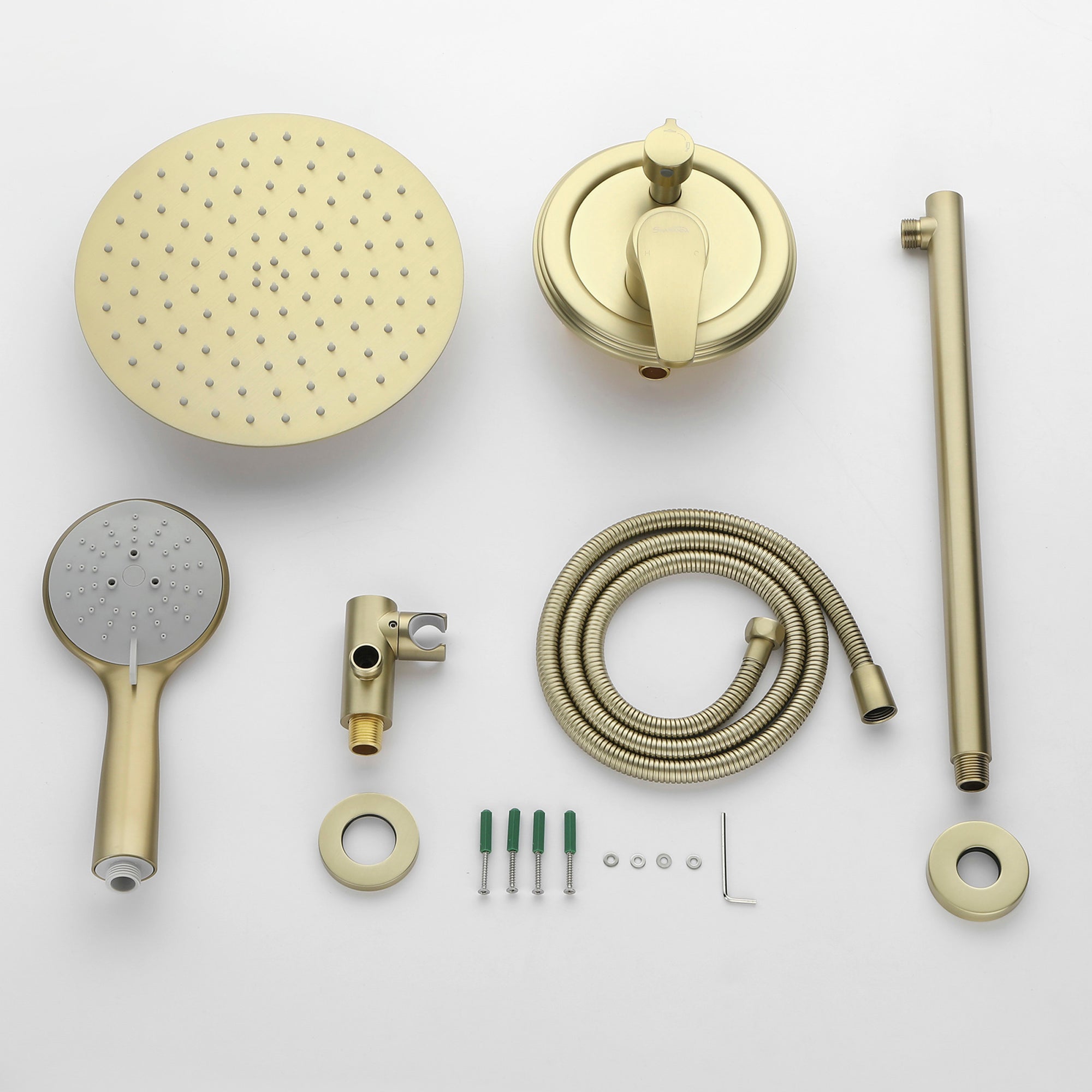 Boyel Living Brushed Gold 10 in. Wall Mount Dual Shower Heads Shower System Packing List-Boyel Living