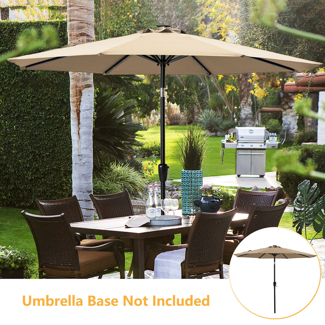 Boyel Living 9-ft Patio Umbrella with LED Lights (Sand)-Boyel Living