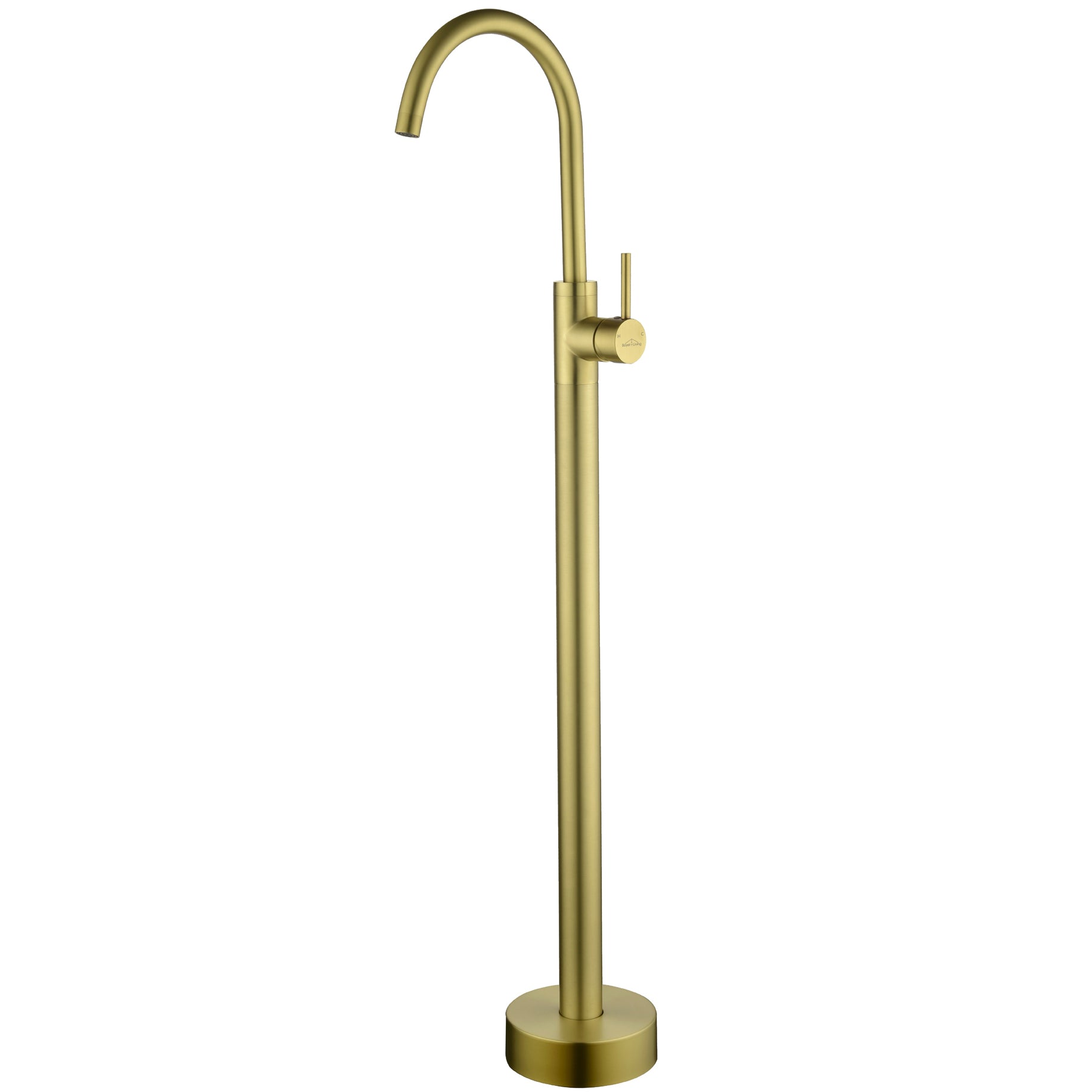 Boyel Living Freestanding Floor Mount Single Handle Bath Tub Filler Faucet with Water Supply Lines in Brushed Gold-Boyel Living