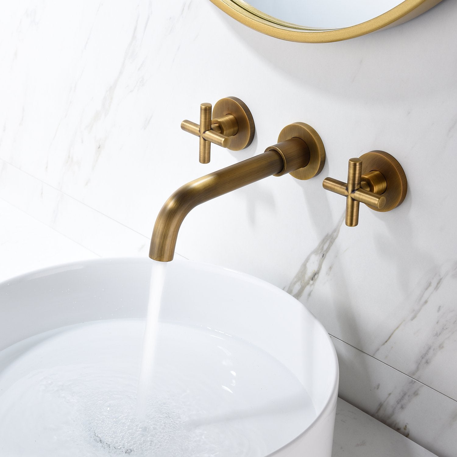 Wall Mounted Bathroom Sink Faucet, Bronze-Boyel Living