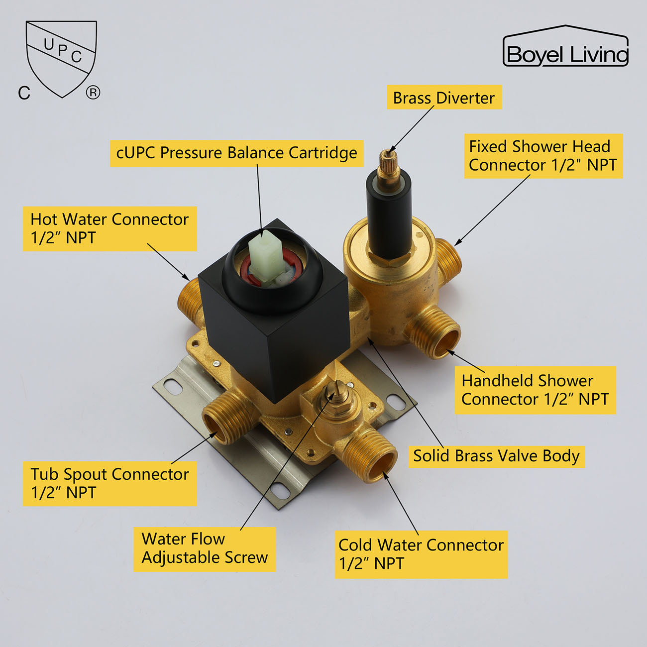 Boyel Living 3-Function Shower System with 2.5 GPM 12 in. Wall Mount Shower Head and Bathtub Faucet and Handheld in Matte Black-Boyel Living