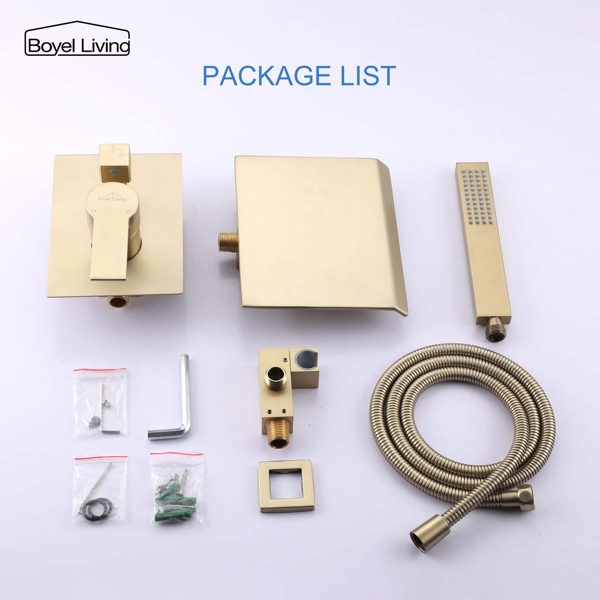 Wall Mount Single-Handle Roman Tub Faucet with Hand Shower-Boyel Living