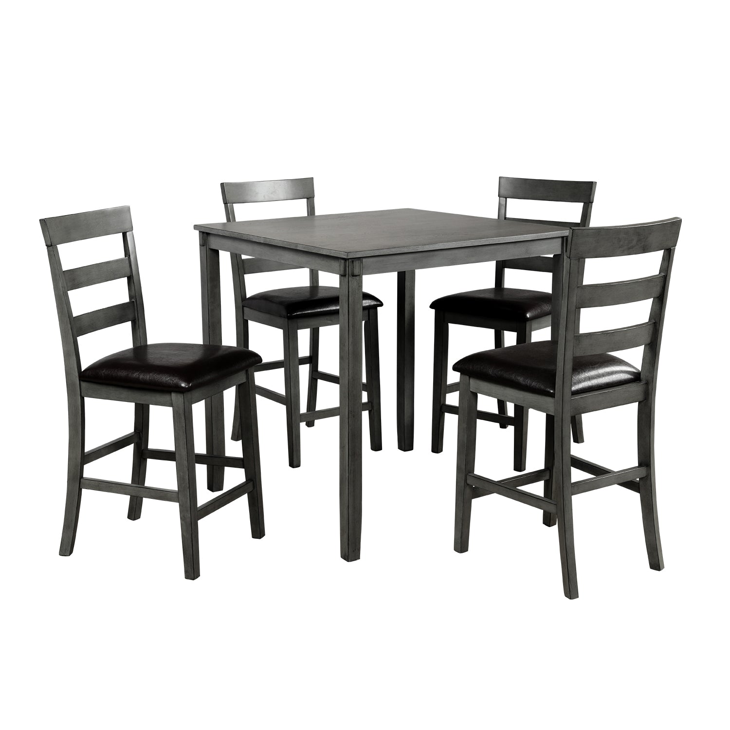 Square Counter Height Wooden Kitchen Dining Set, Dining Room Set with Table and 4 Chairs-Boyel Living