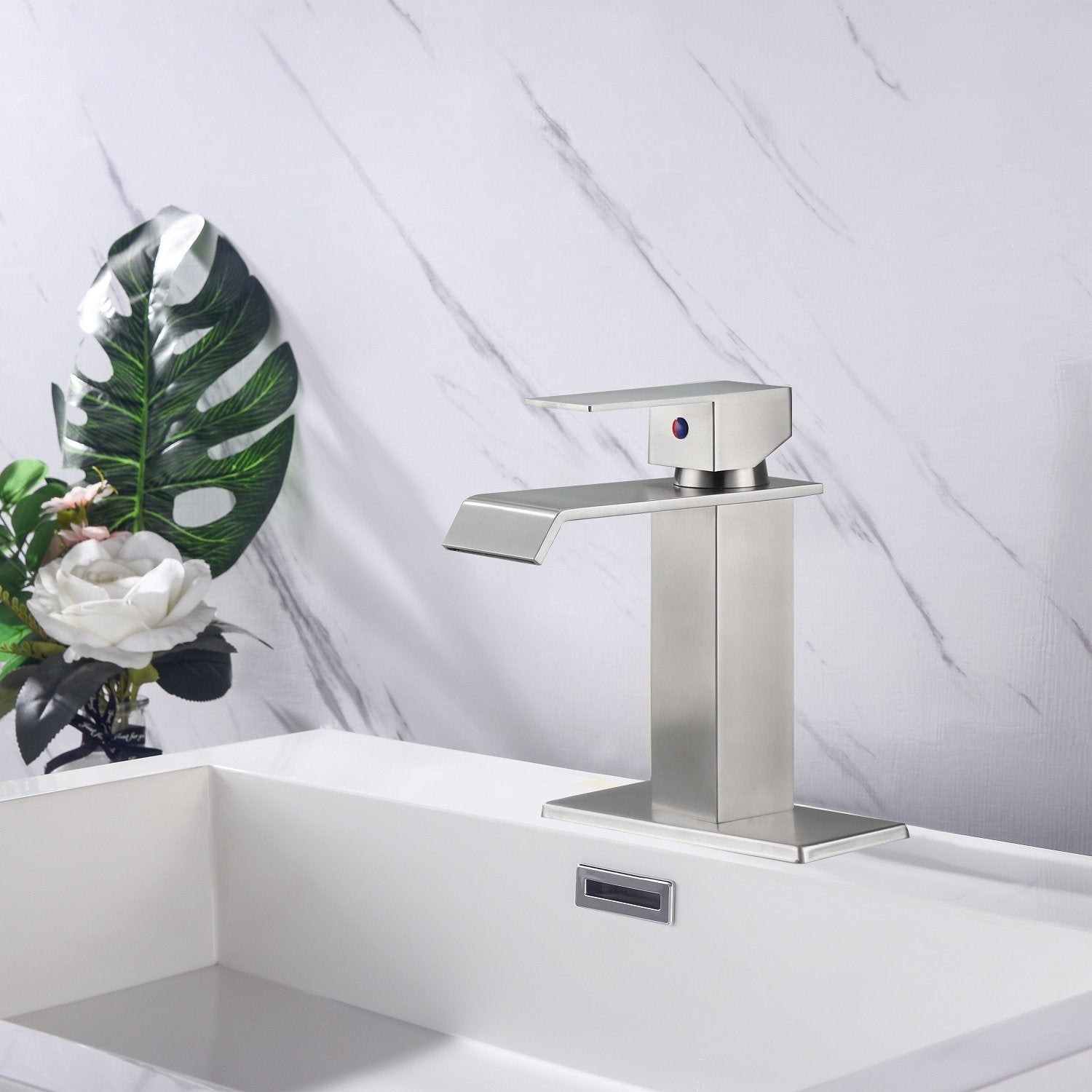 Waterfall Spout Bathroom Faucet,Single Handle Bathroom Vanity Sink Faucet-Boyel Living