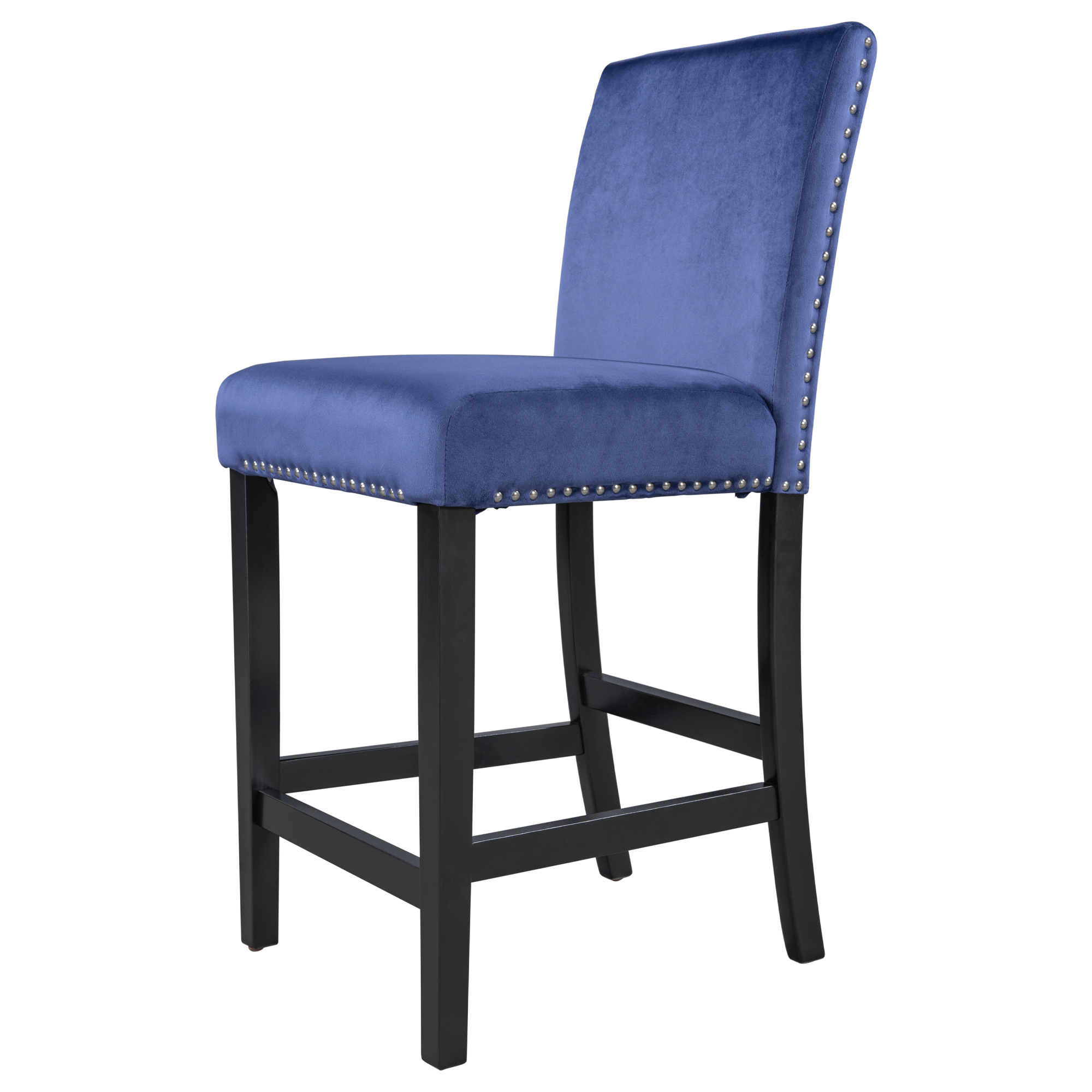 4 Pieces Wooden Counter Height Upholstered Dining Chairs for Small Places, Blue+Black Legs-Boyel Living