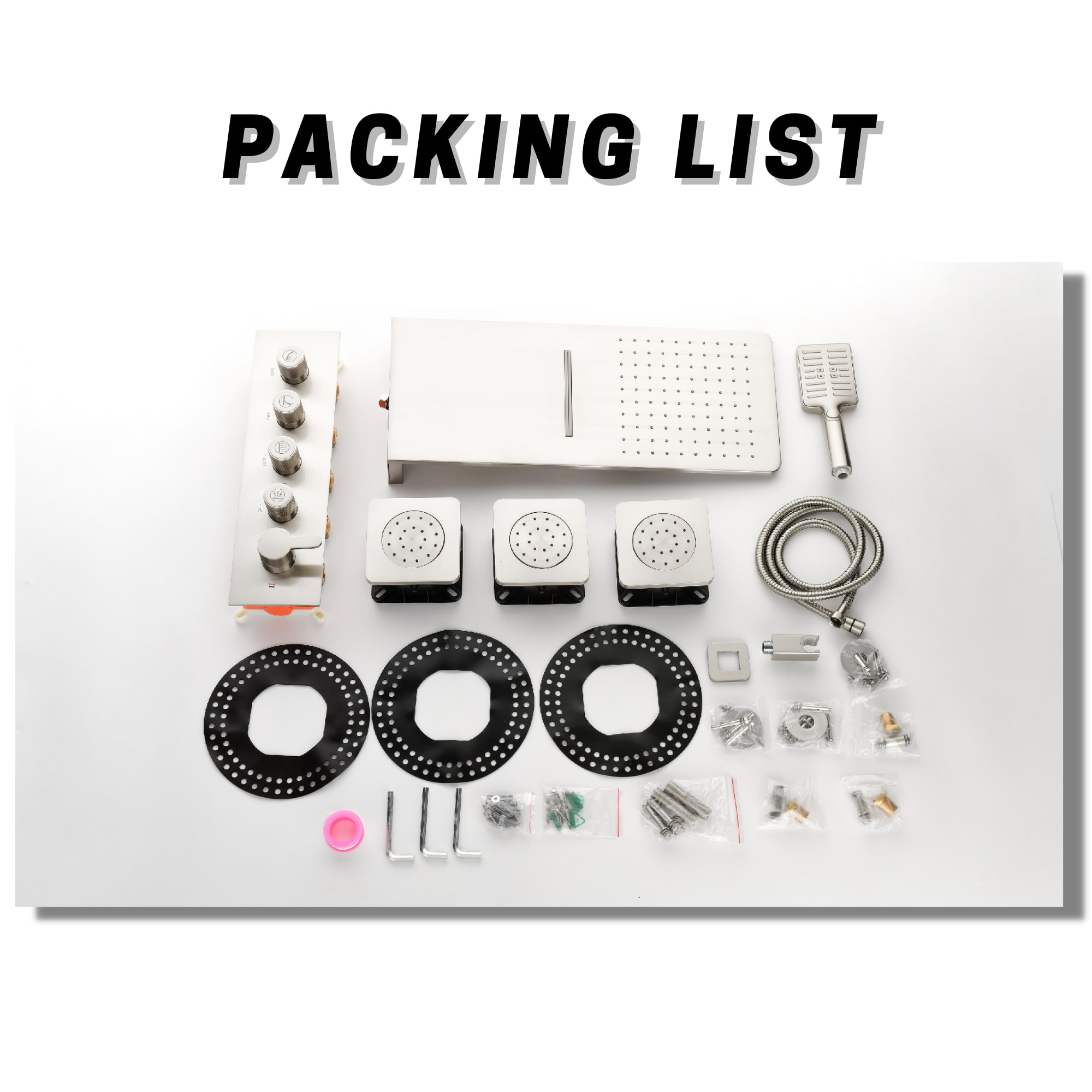 Boyel Living Luxury Thermostatic Rain Shower Head System With 3 Body Jets & 3-Spray Patterns Wall Mounted and Solid Brass Handshower-Boyel Living