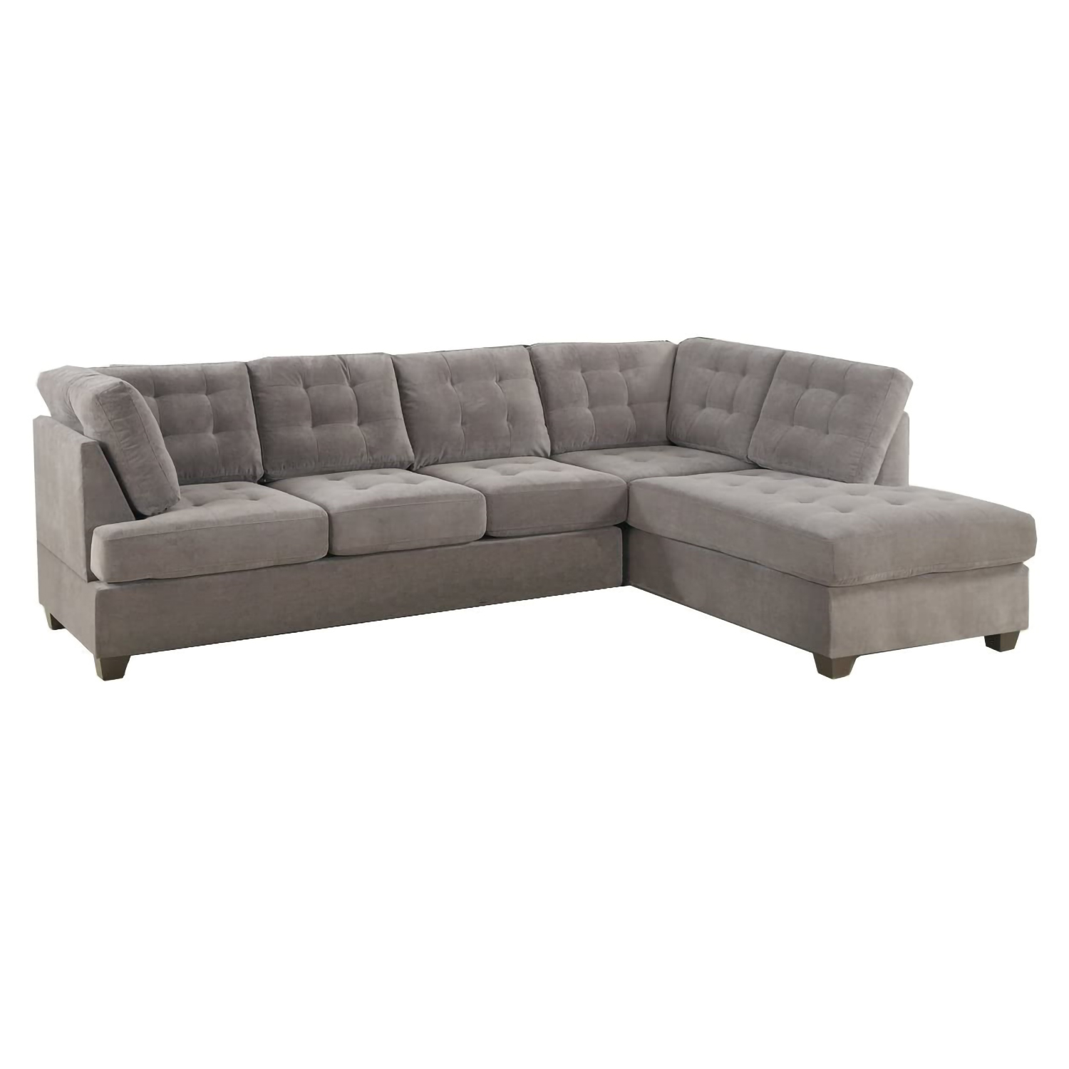 Living Room Sectional Waffle Suede Charcoal Color Sectional Sofa w Pillows Couch Tufted Cushion Contemporary (NO OTTOMAN)