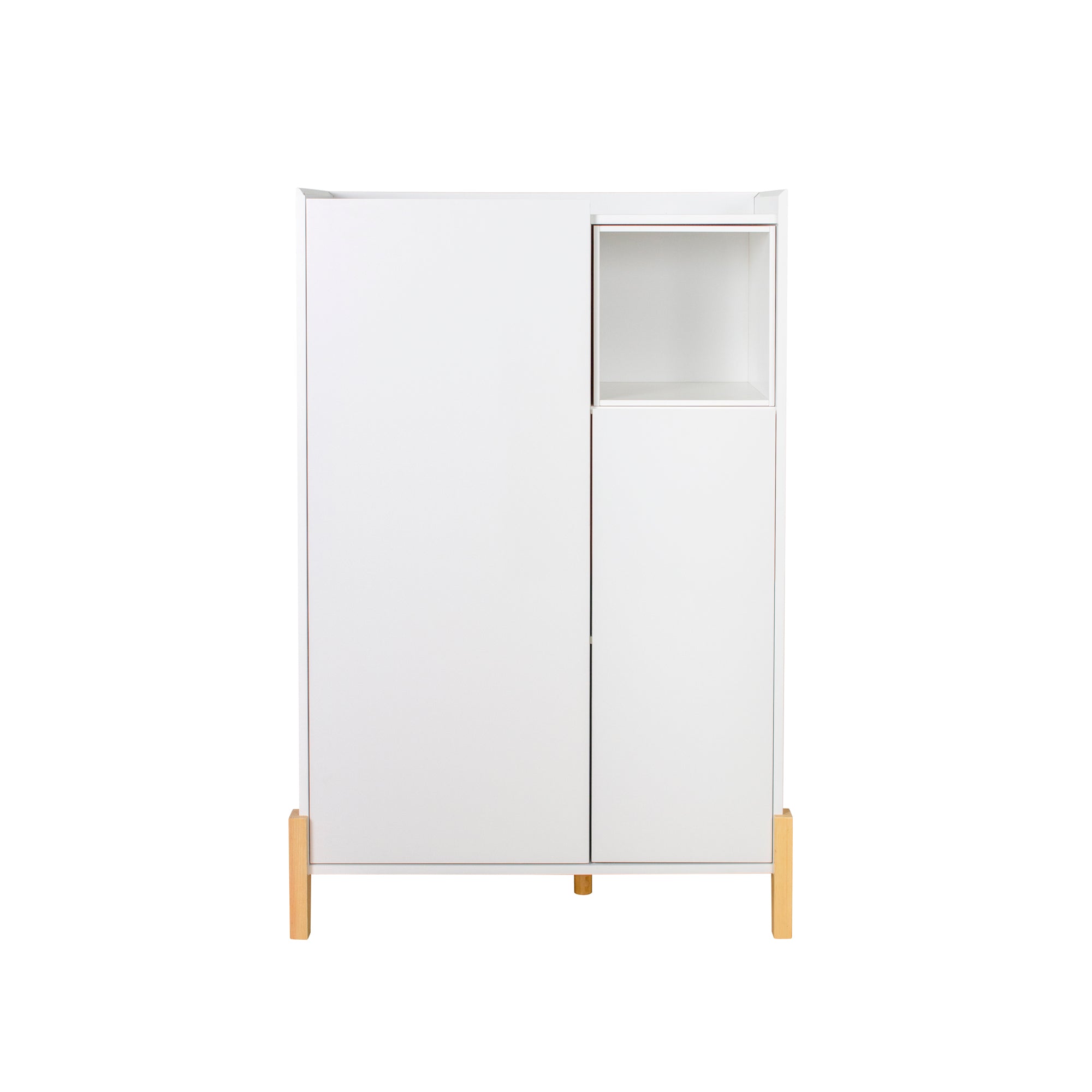 Floor Storage Cabinet with 2 Door and 1 Open Shelf, White-Boyel Living