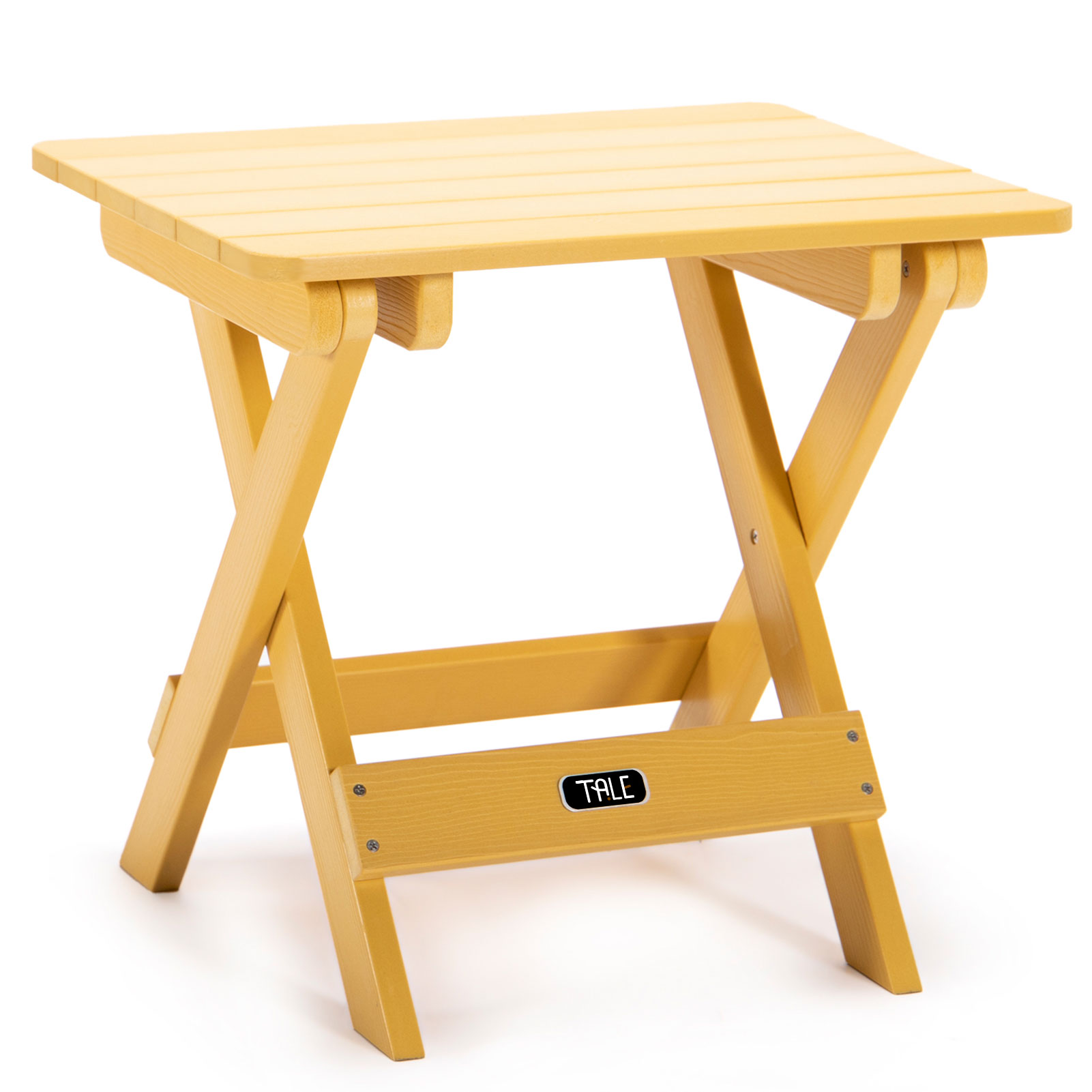 TALE Adirondack Portable Folding Side Table Square All-Weather and Fade-Resistant Plastic Wood Table Perfect for Outdoor Garden, Beach, Camping, Picnics Yellow-Boyel Living