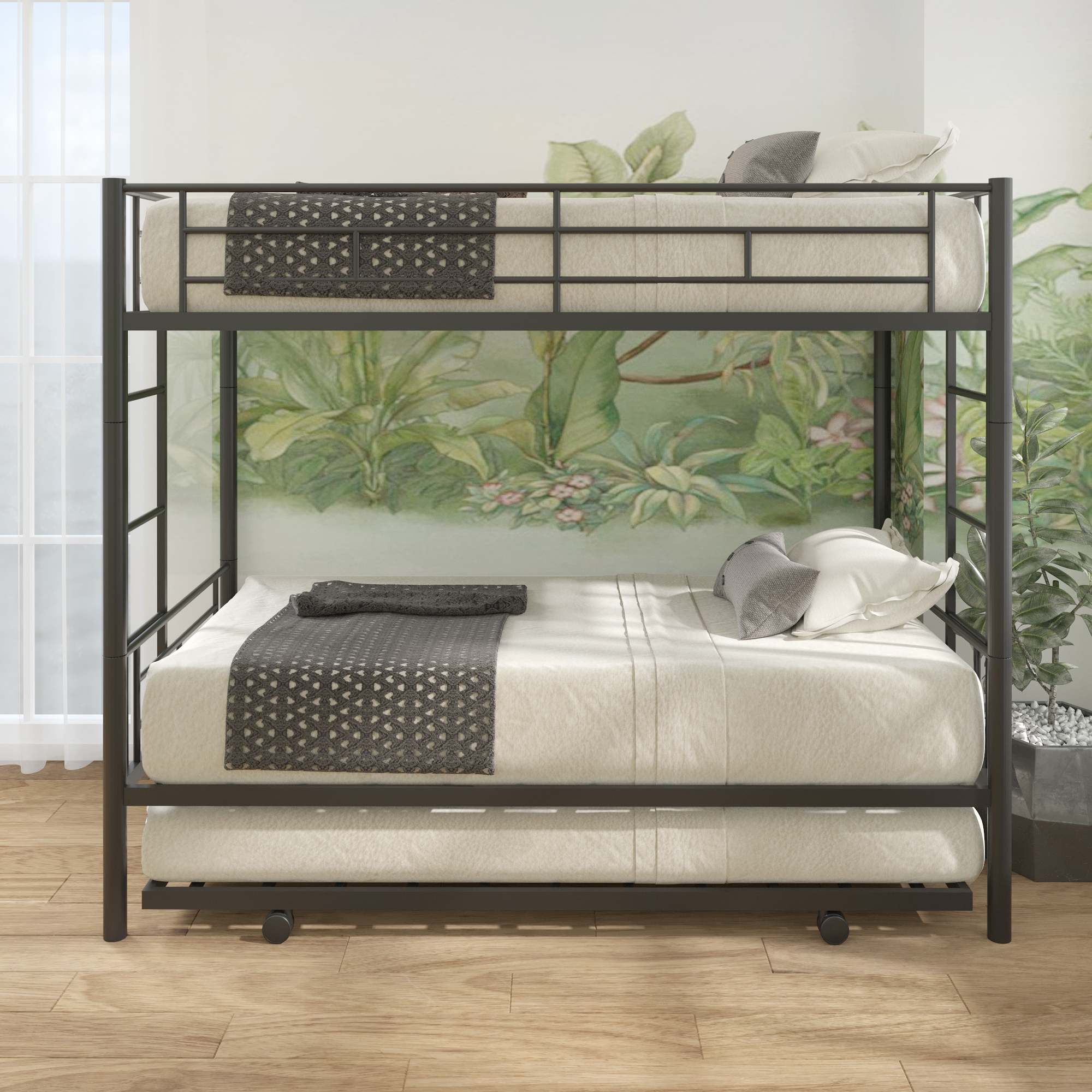 Twin over twin bunk bed with trundle-Boyel Living