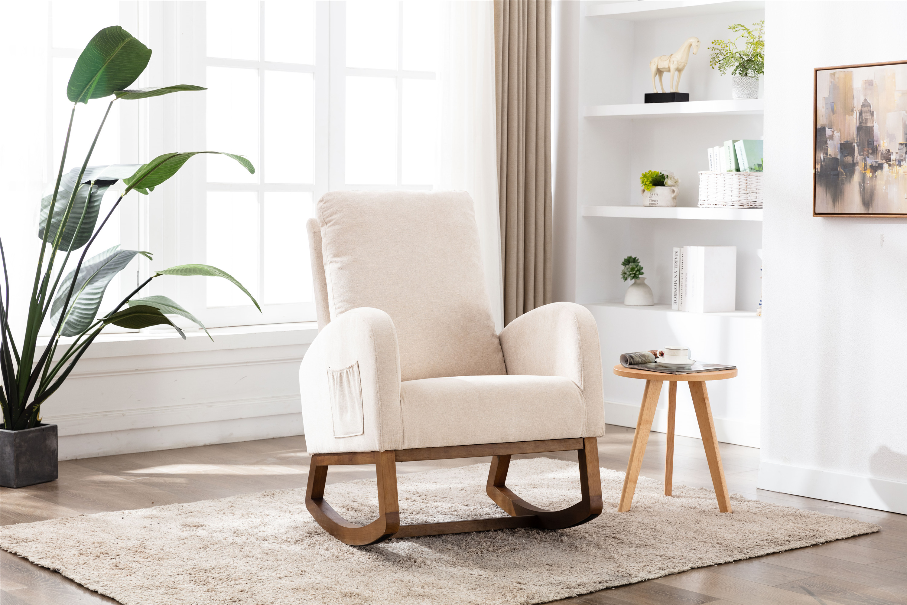 COOLMORE  living  room Comfortable  rocking chair  living room chair Beige-Boyel Living