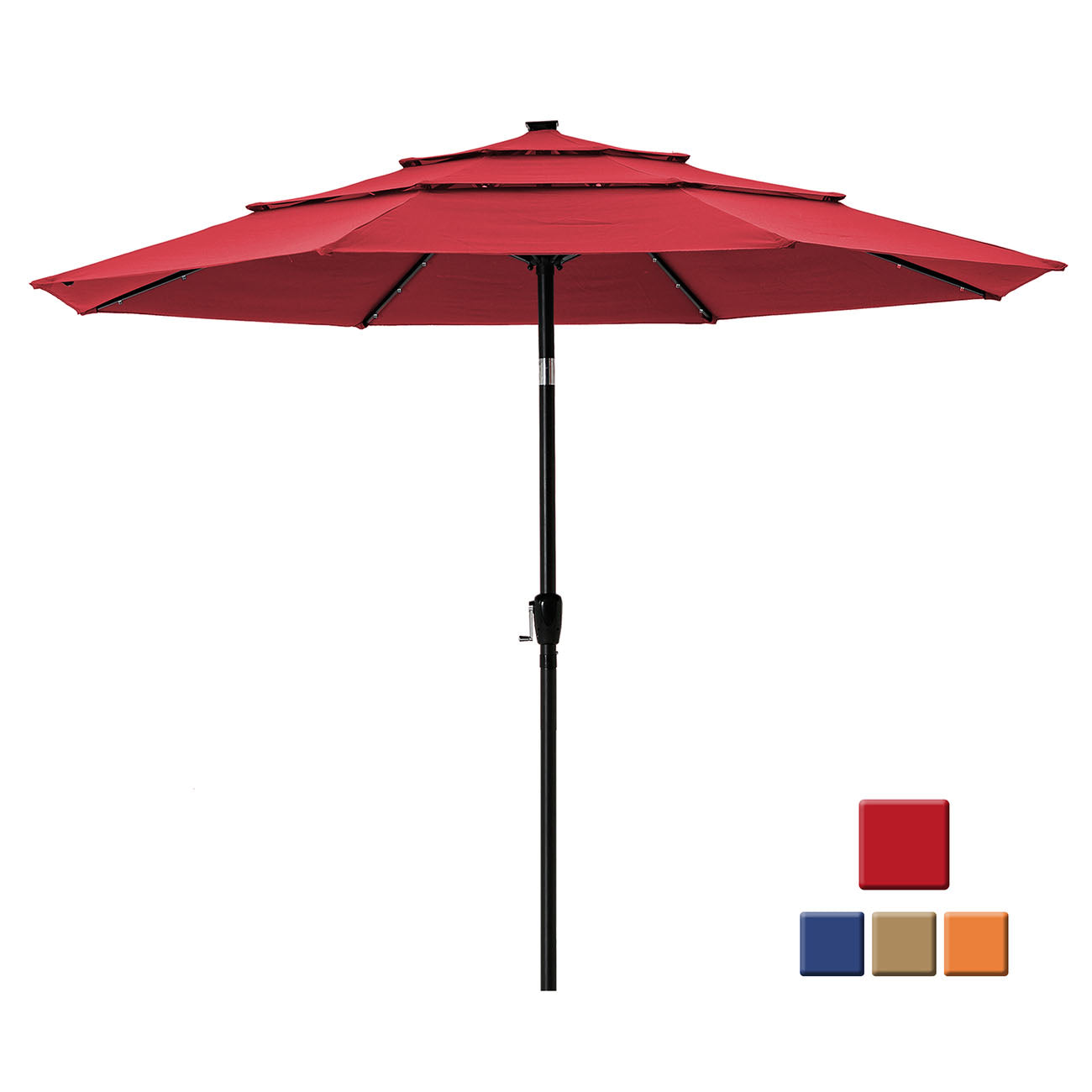 Boyel Living 11-Ft Market Patio Umbrella with LED (Red)-Boyel Living