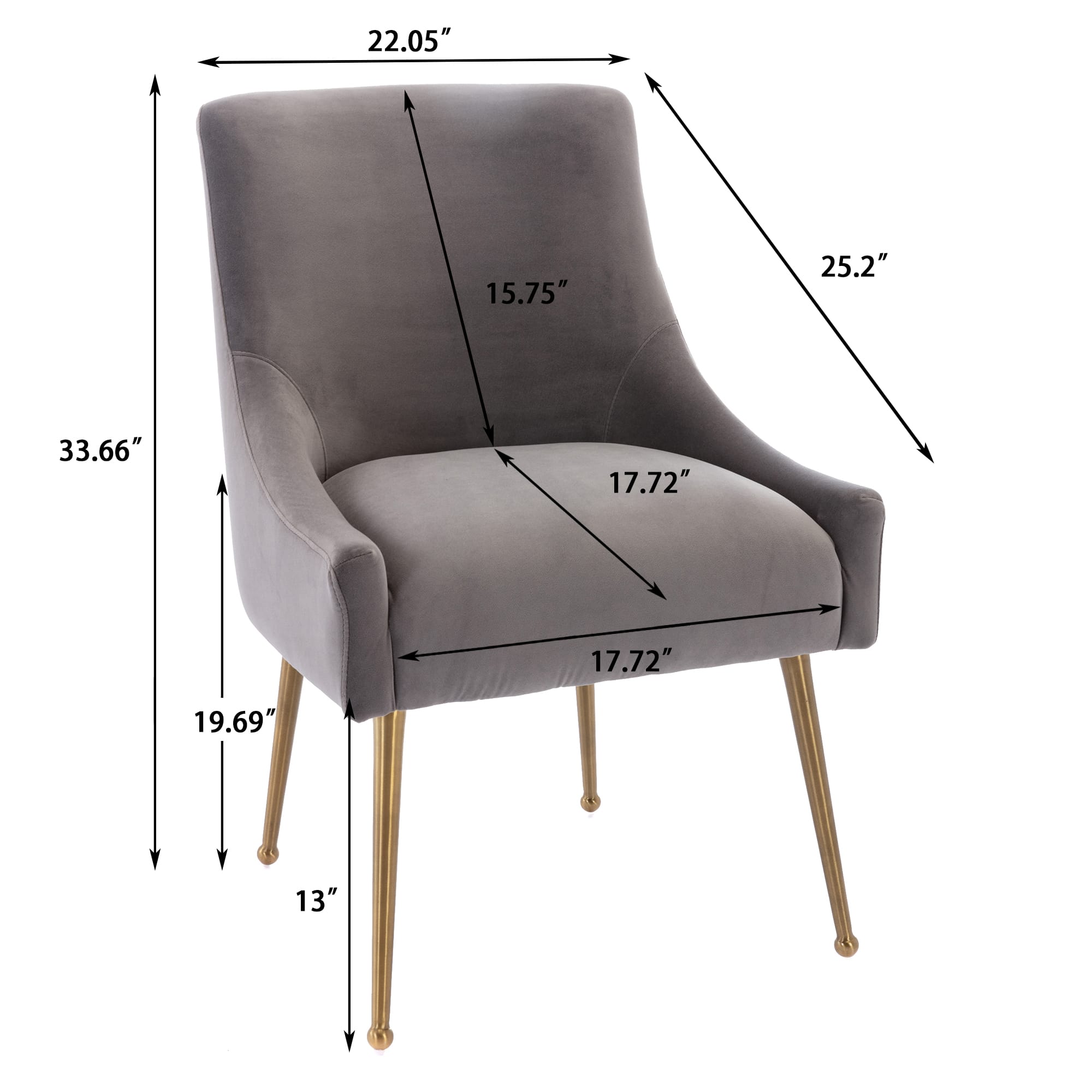 Velvet Dining Chair, Accent Side Chair With Adjustable Foot Nails, Set of 2-Boyel Living