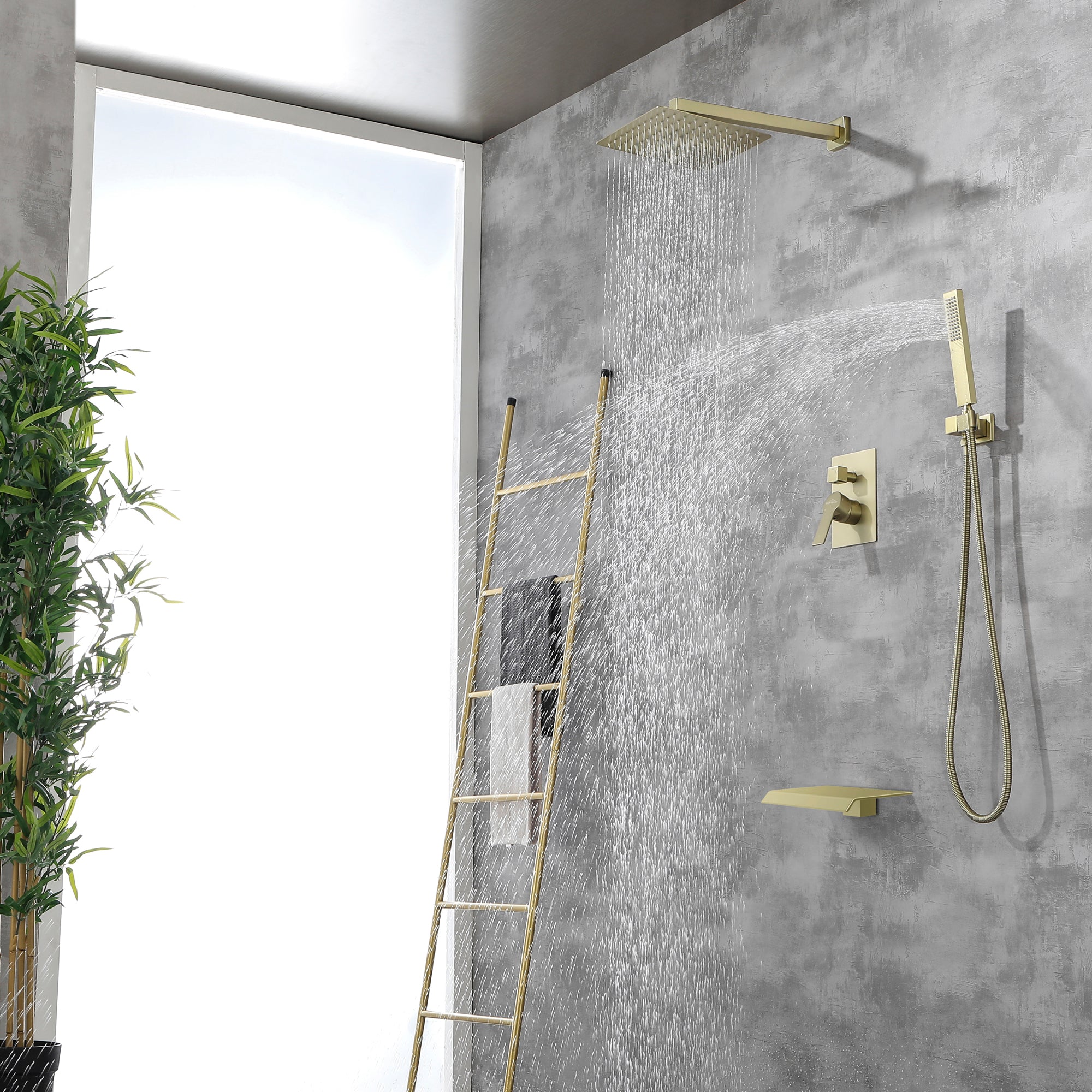 Boyel Living 10 in. Wall Mounted Complete Shower System in Brushed Gold-Boyel Living