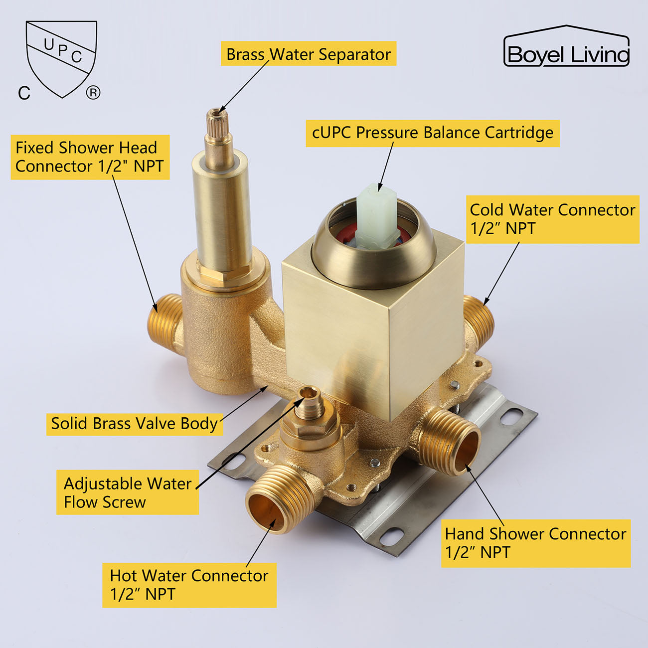Boyel Living 10 in. Wall Mounted Rainfall Shower System Valve Structures-Boyel Living