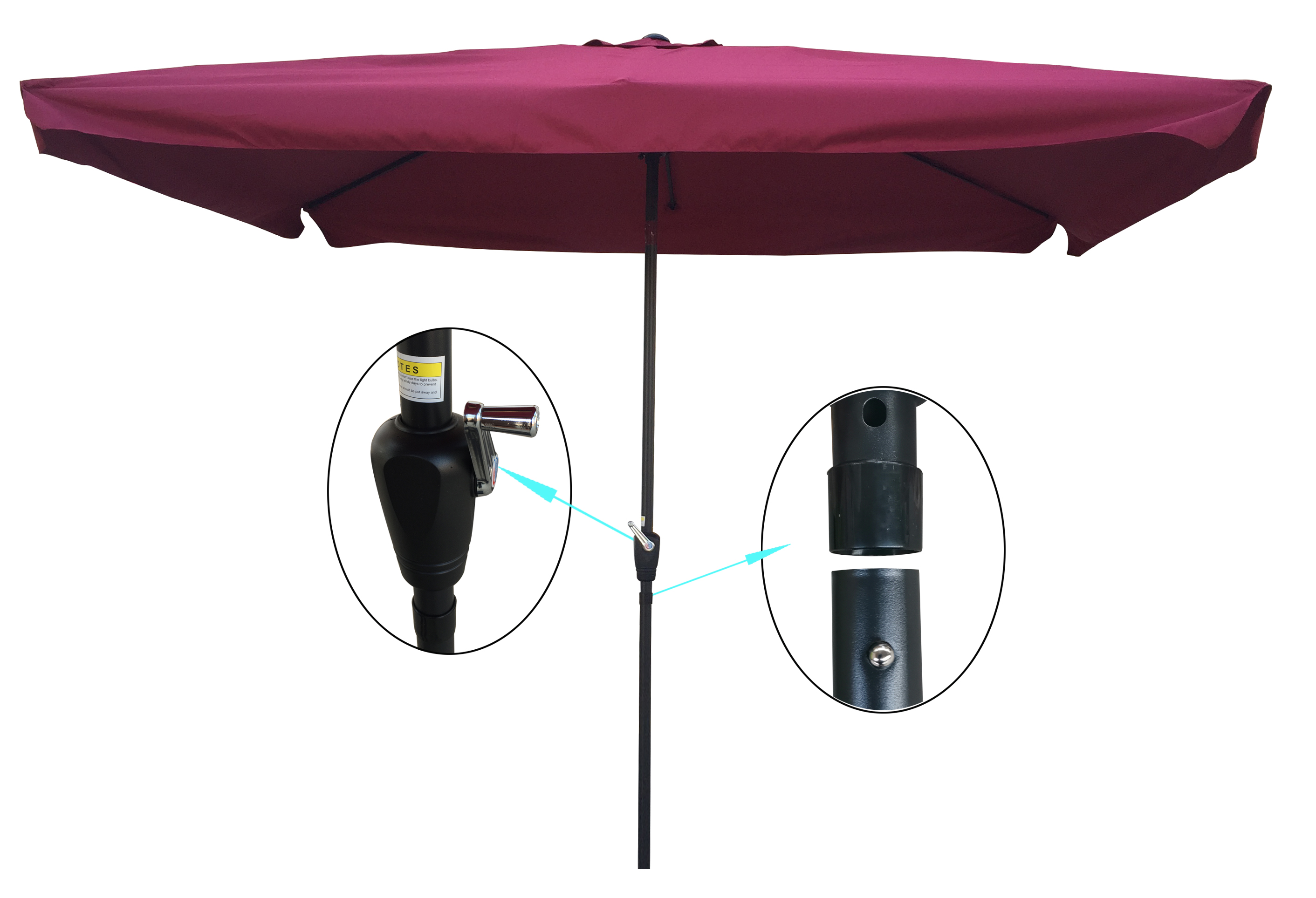 10 x 6.5ft Rectangular Patio Outdoor Market Table Umbrellas with Crank and Push Button Tilt for Garden Pool Shade  Swimming Pool  Market-Boyel Living