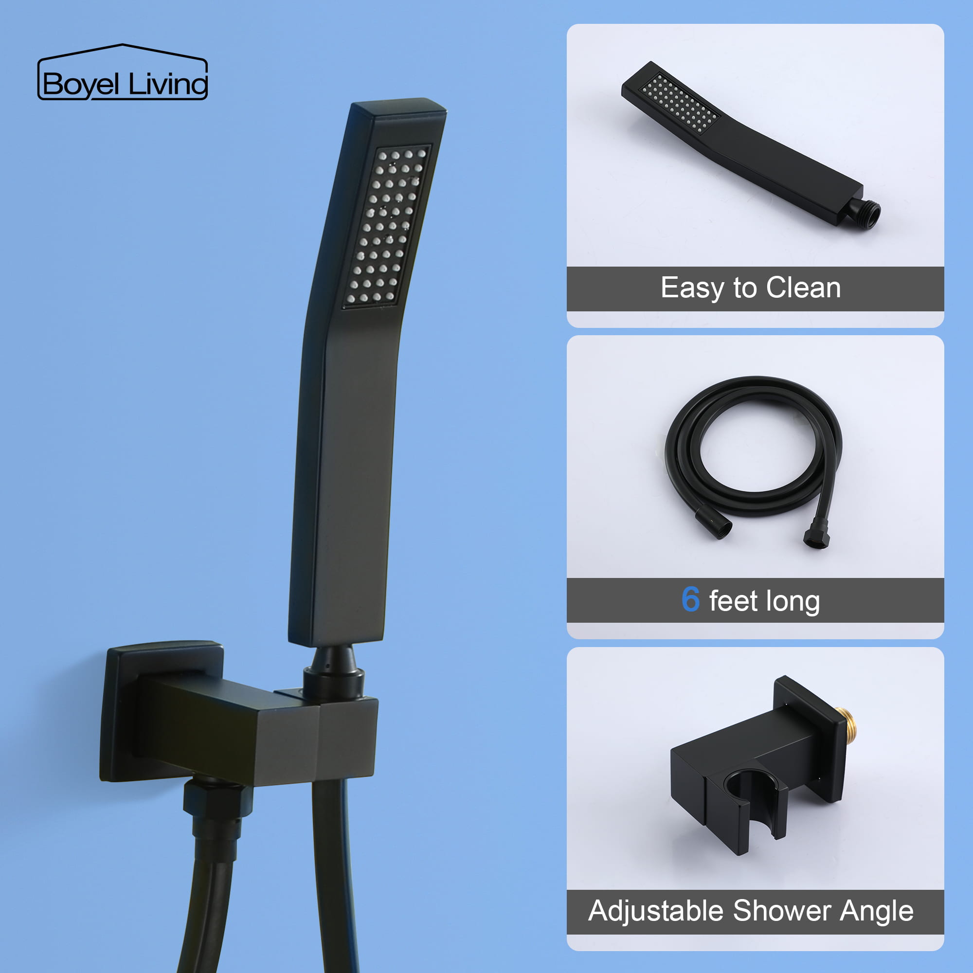 Single-Handle Wall Mounted Roman Large Waterfall Tub Faucet with Hand Shower-Boyel Living