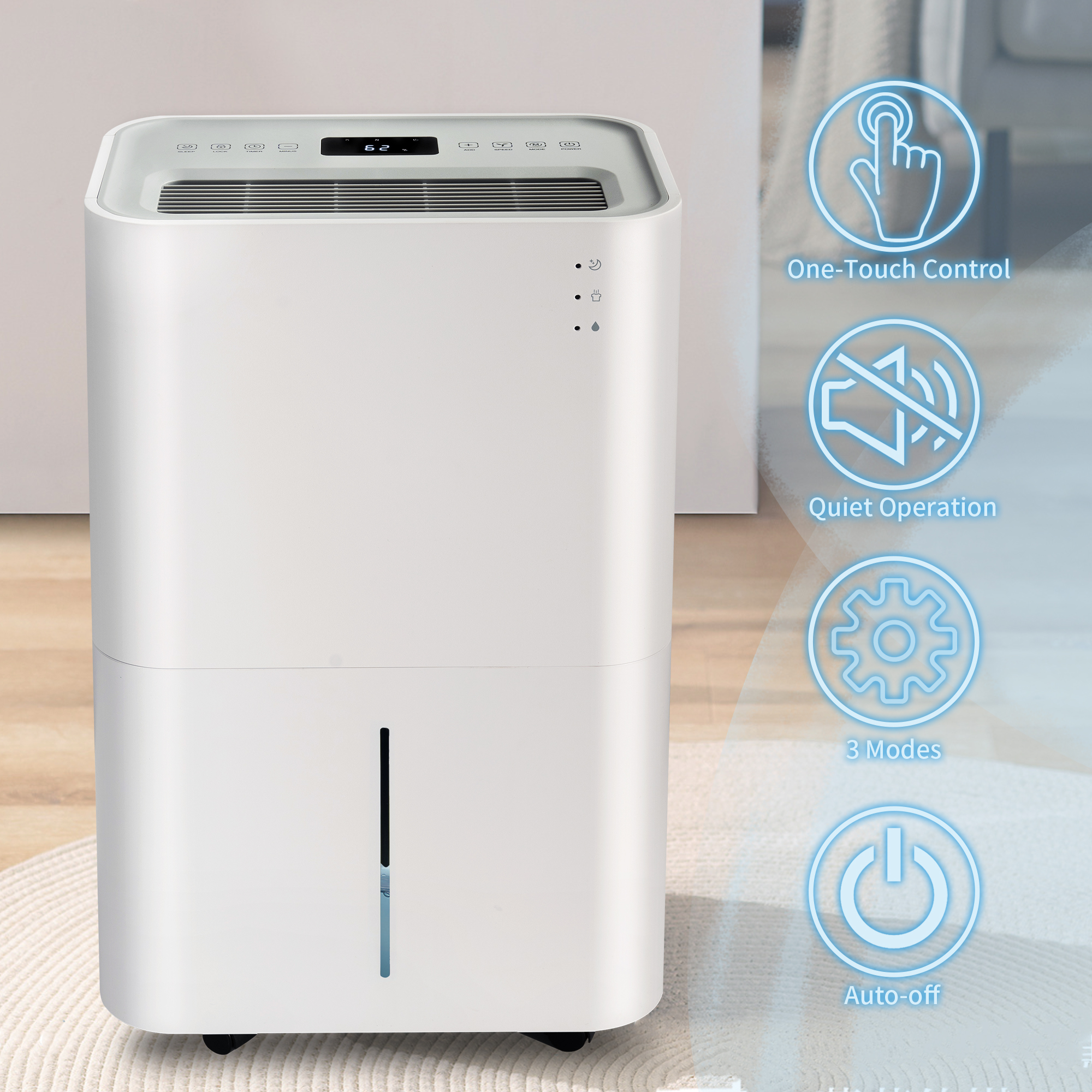 4,500 Sq. Ft. Dehumidifier with 4L Water Tank, Auto or Manual Drain, Auto Shutoff Portable 50 Pint Dehumidifier for Large to Extra Large Rooms and Basements-Boyel Living