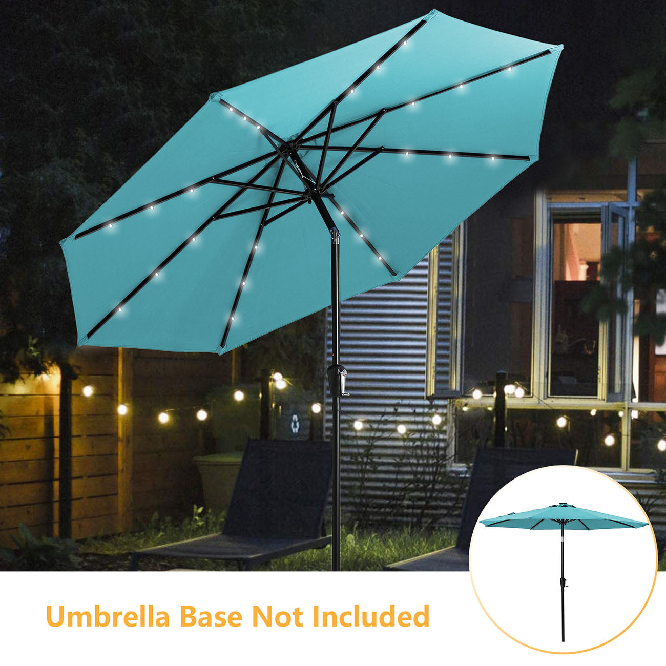 Boyel Living 9-ft Patio Umbrella with LED Lights (Blue)-Boyel Living