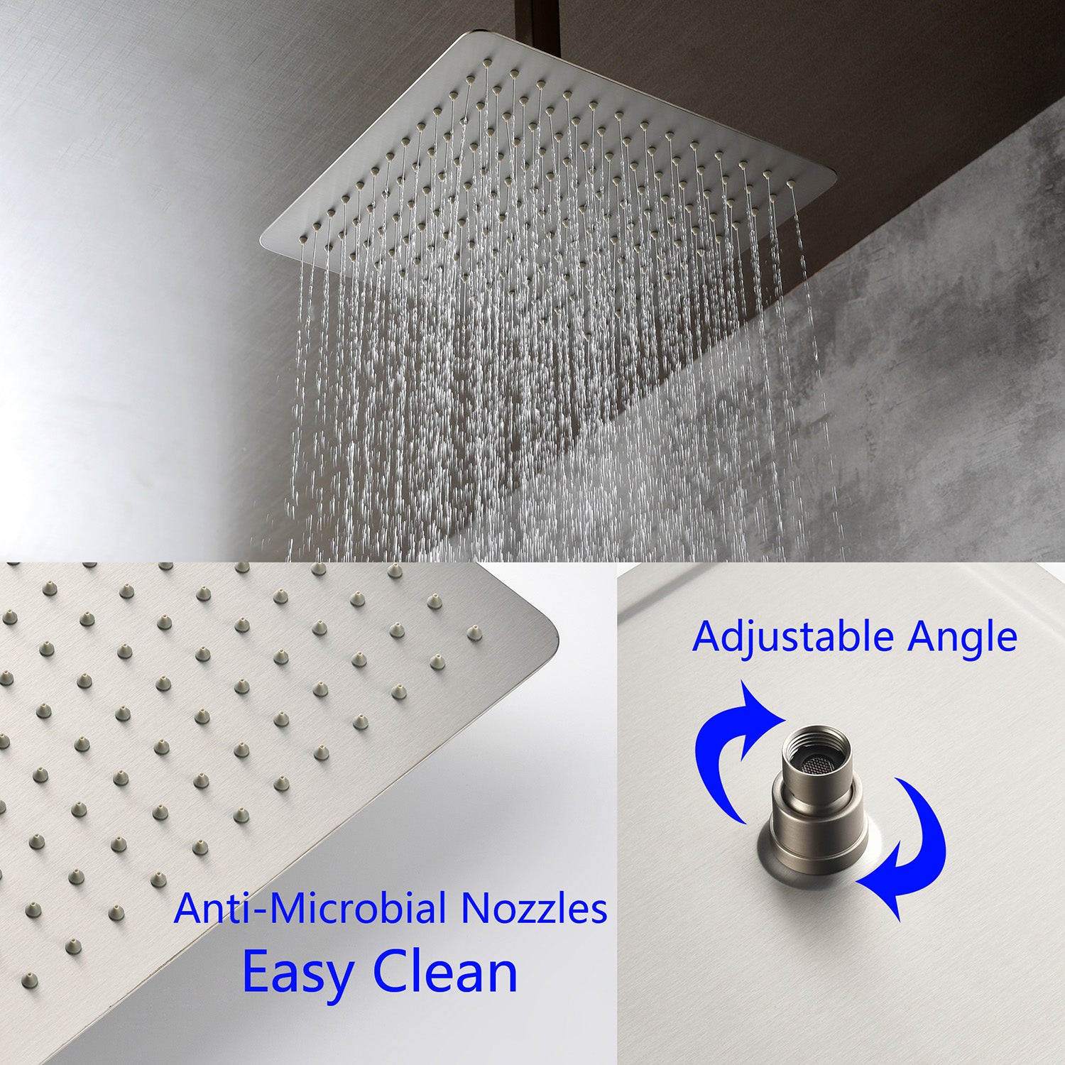 Boyel Living 1-Spray Patterns 2.3 GPM 12 in. Ceiling Mount Shower Head System-Boyel Living