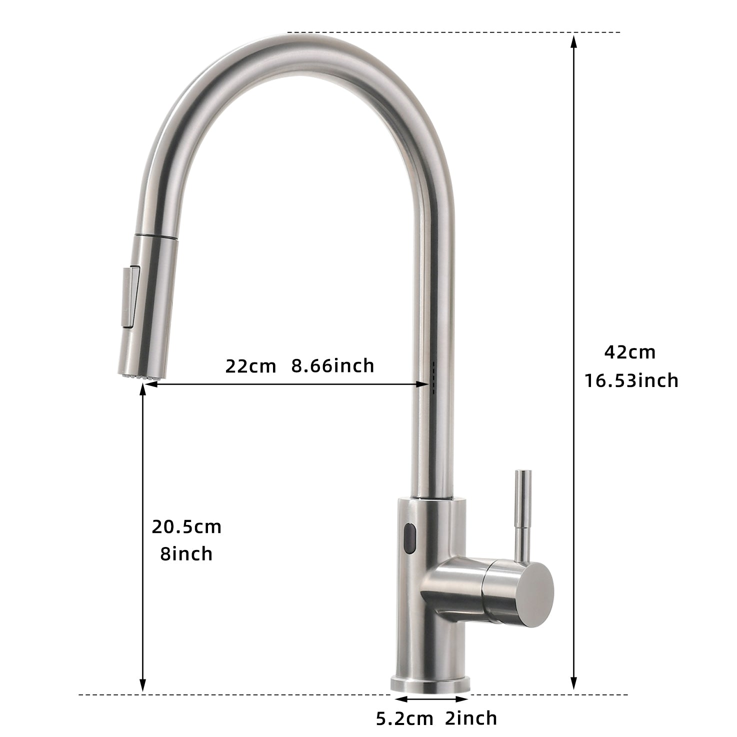 Single-Handle Touchless Pull-Out Sprayer Kitchen Faucet with Water Supply Lines in Brushed Nickel( Deckplate and Batteries Not Included )-Boyel Living