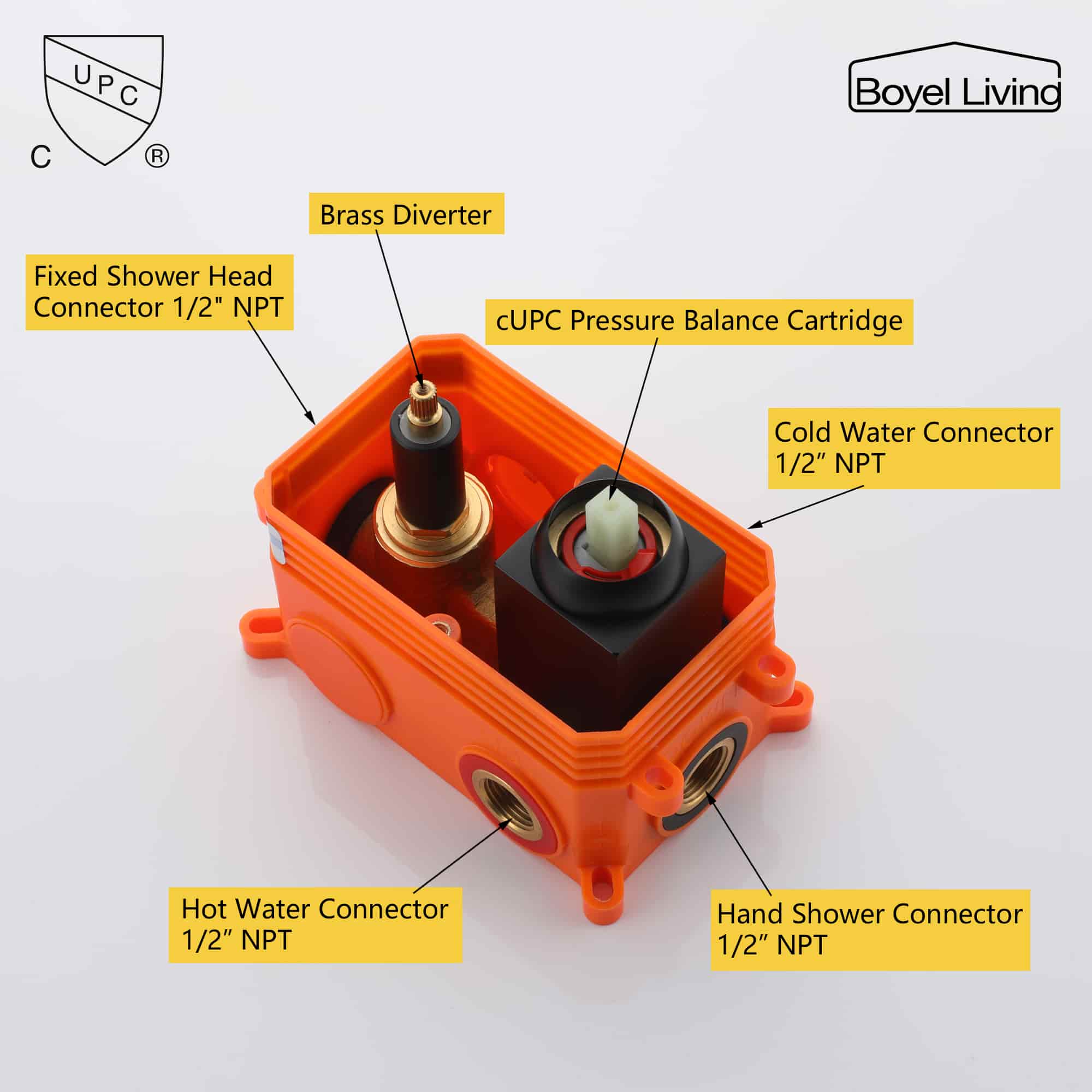 Boyel Living 2.5 GPM Wall Mount Dual Shower Heads Shower System with Handheld and Embeded Box in Matte Black-Boyel Living