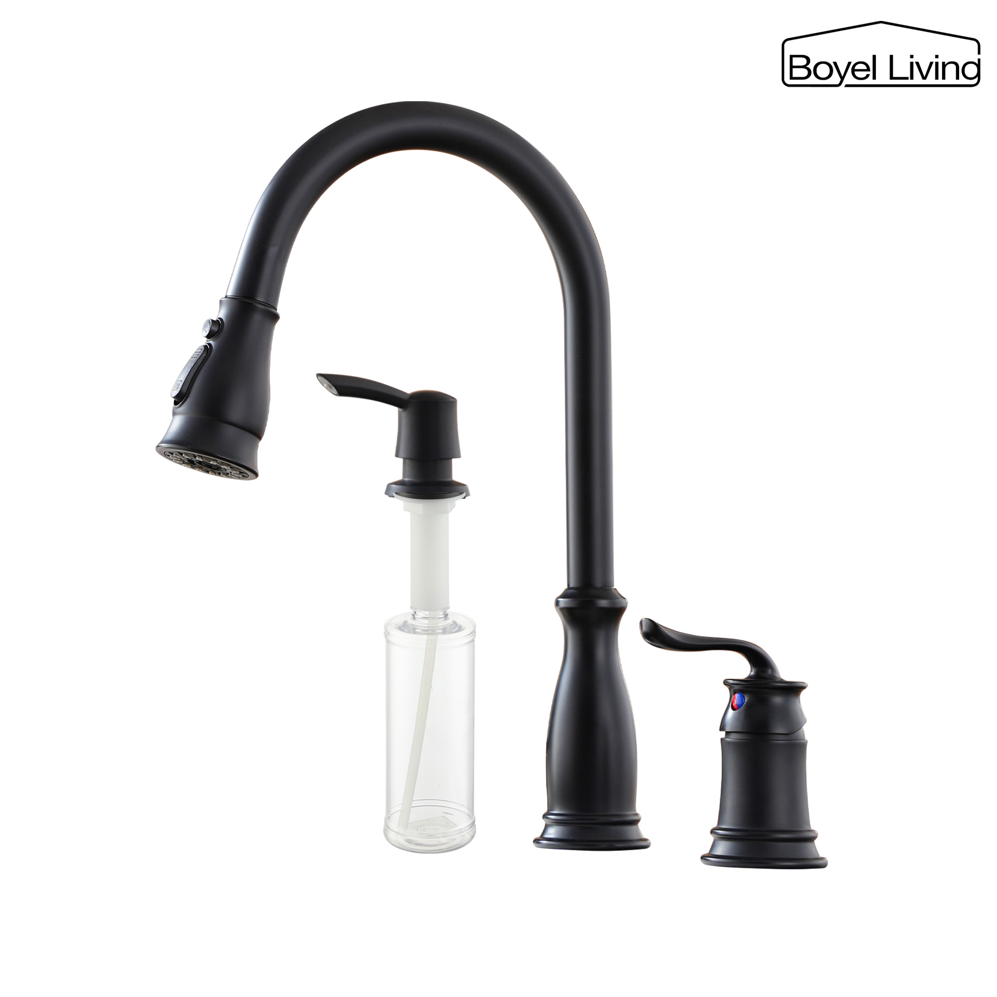 3-Spray Patterns 1.8 GPM Single Handle No Sensor Pull Down Sprayer Kitchen Faucet with Soap Dispenser in Brushed Nickel