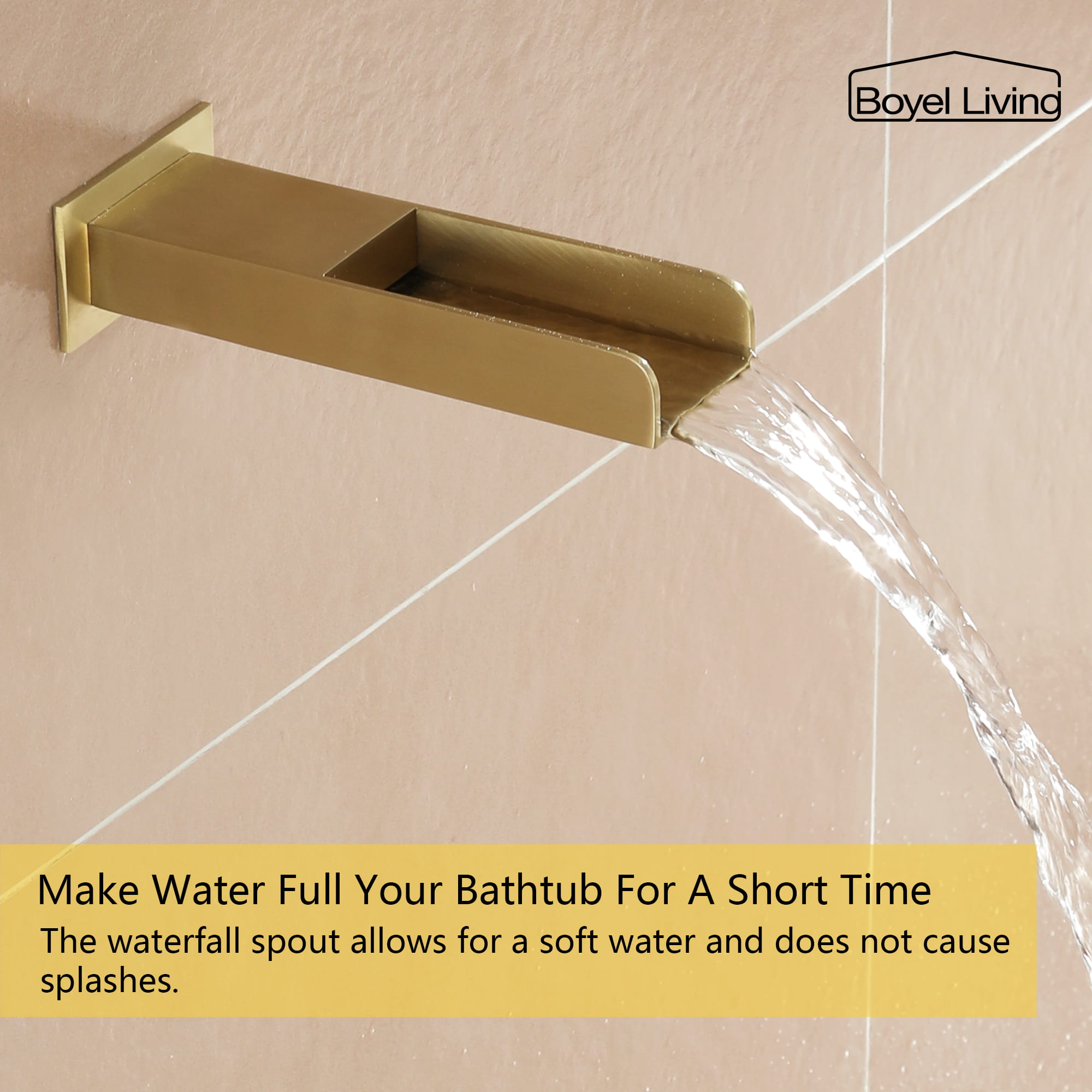 Boyel Living Ceiling Mounted Rain Shower Head Set Shower System with Hand Shower and Tub Spout-Boyel Living