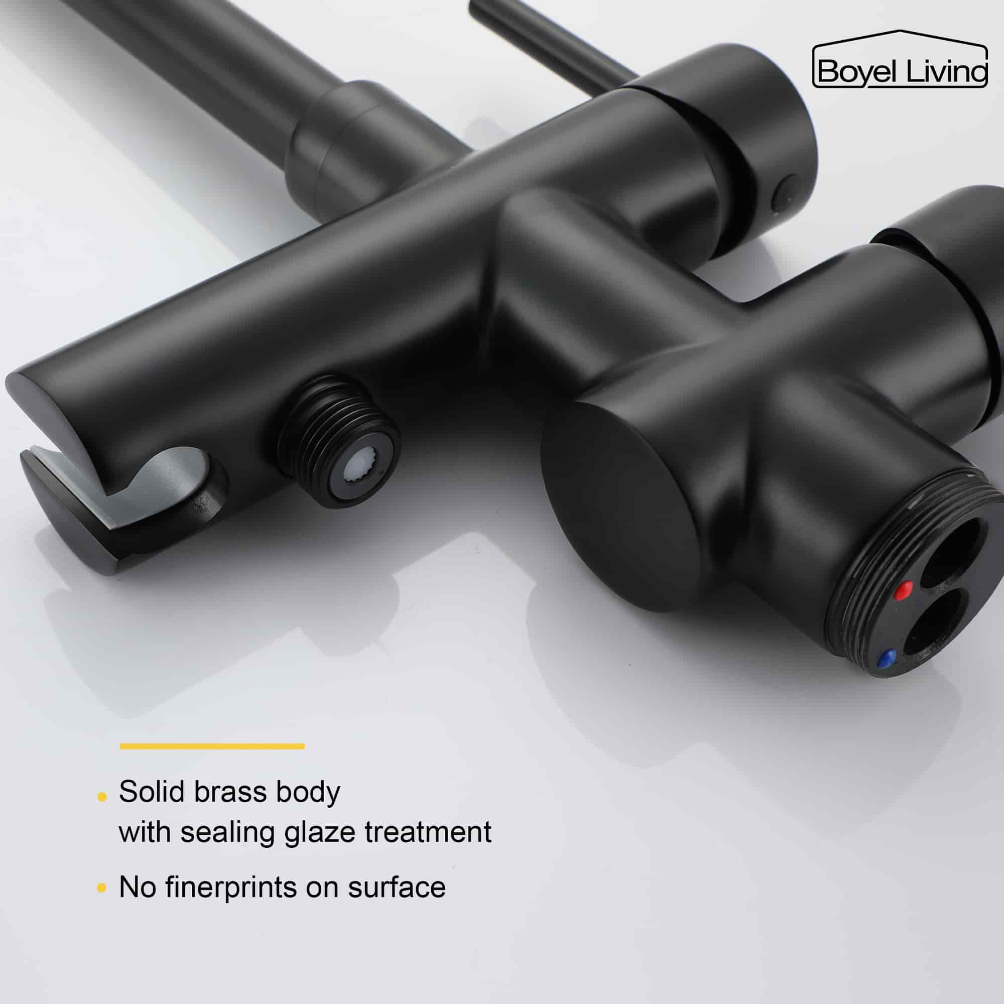 Boyel Living Freestanding Floor Mount 2-Handle Bath Tub Filler Faucet with Handheld Shower-Boyel Living