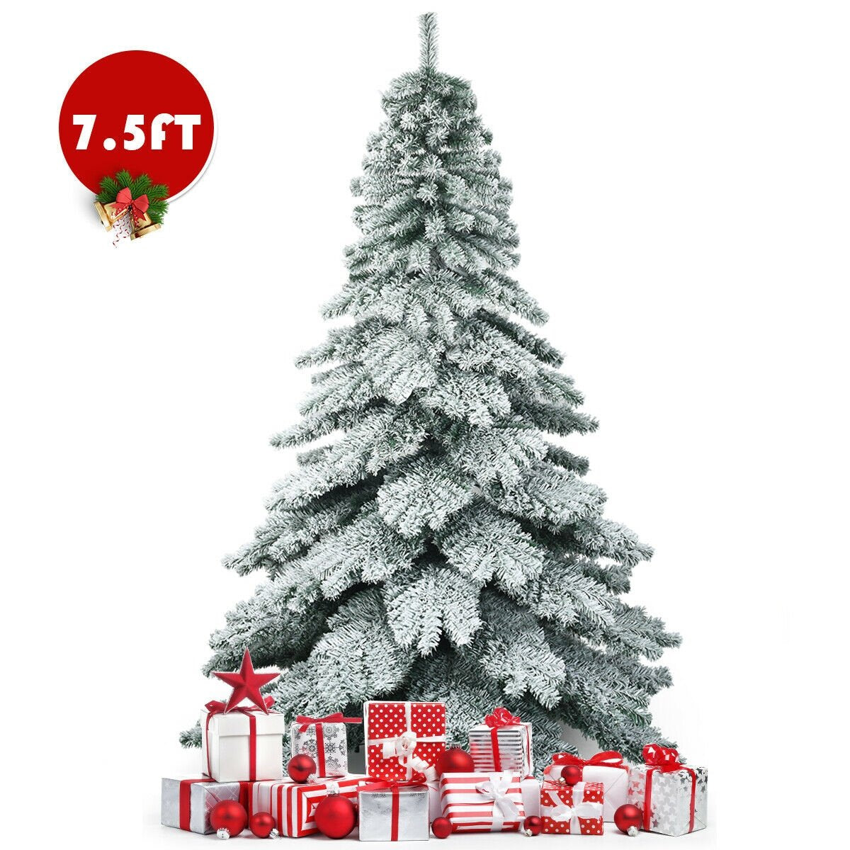 7.5 ft Snow Flocked Artificial Christmas Tree-Boyel Living