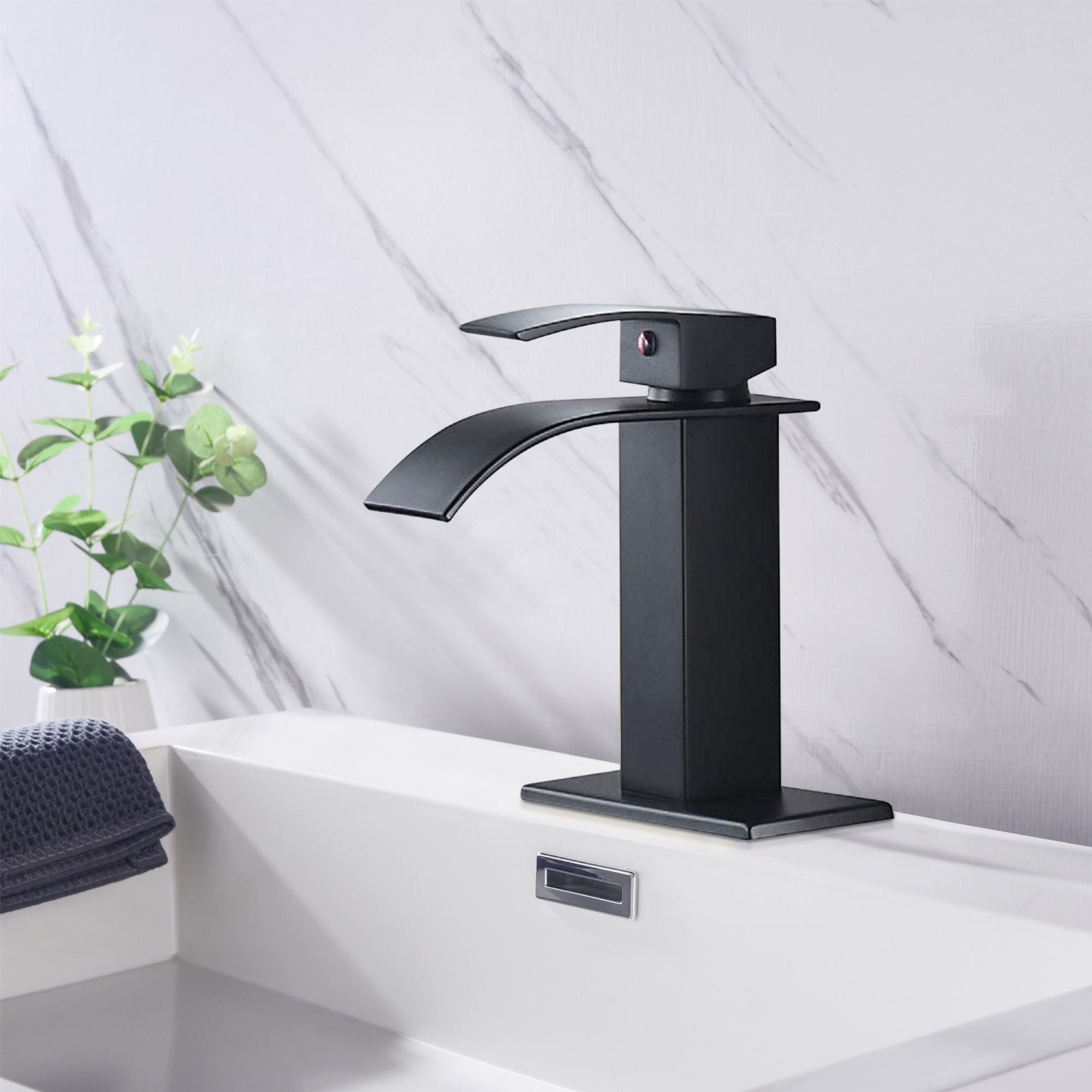 Waterfall Spout Bathroom Faucet,Single Handle Bathroom Vanity Sink Faucet-Boyel Living