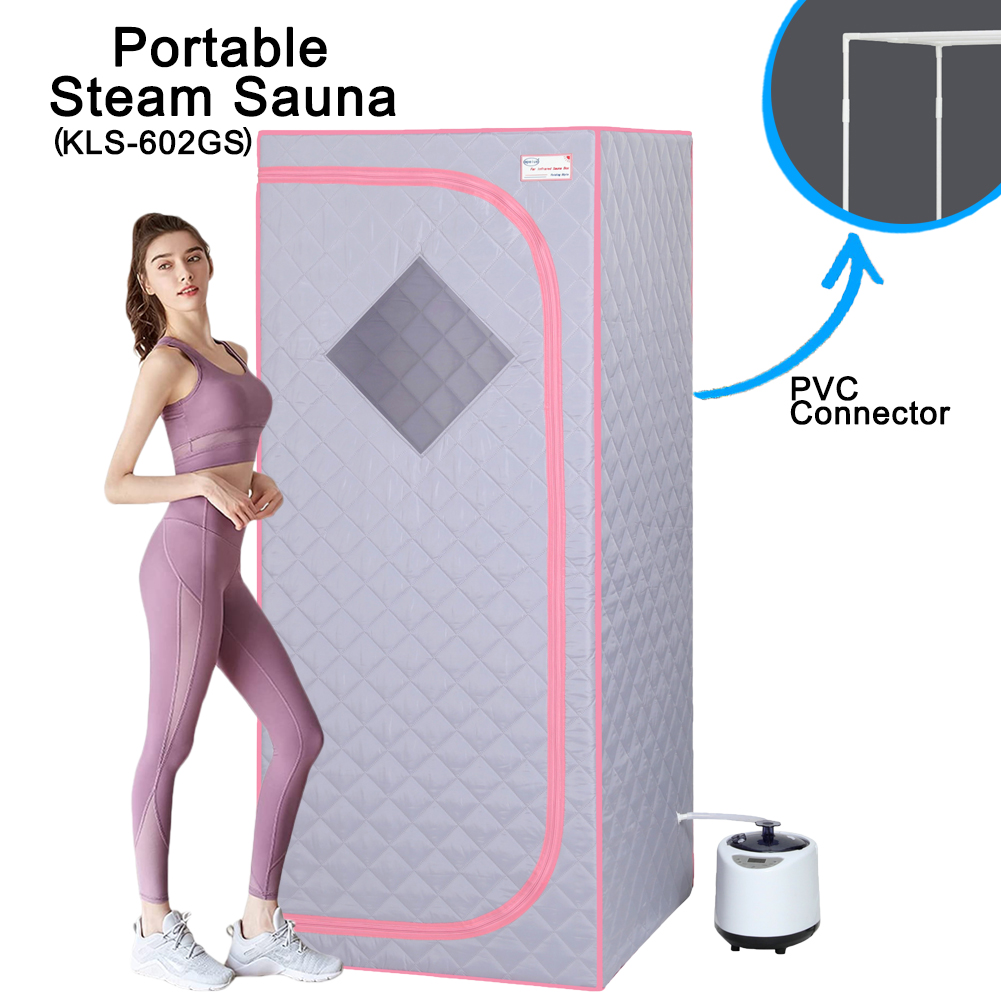 Full Size Grey Steam Sauna Tent for Spa Detox at Home PVC Pipe Connector Easy to Install with FCC Certification-Boyel Living