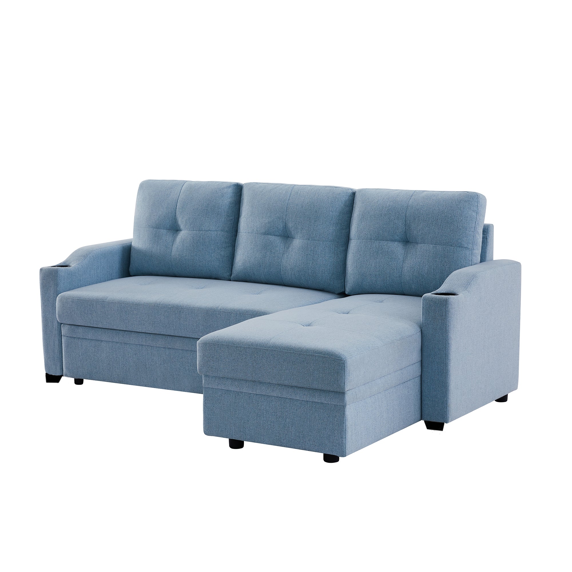 81" Reversible Sectional Couch with Storage Chaise and Two Cup Holders-Boyel Living