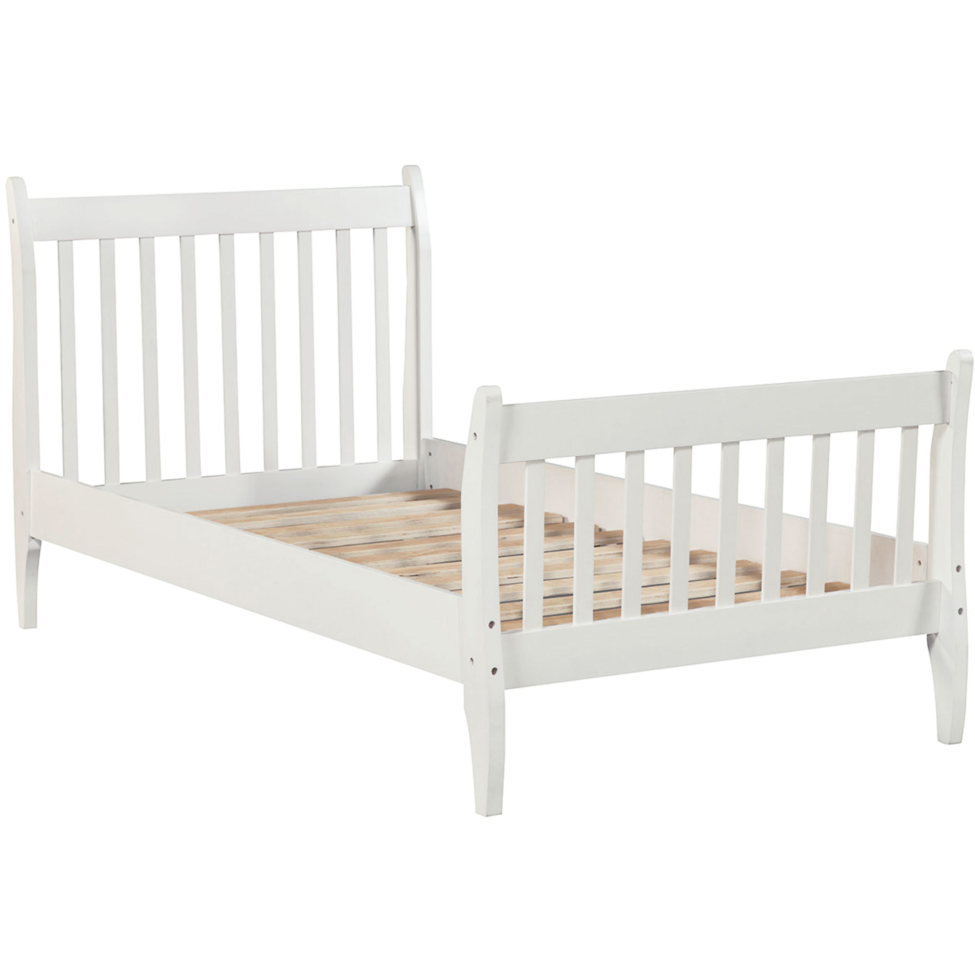 Platform Bed Frame Mattress Foundation with Wood Slat Support, Twin (White)-Boyel Living