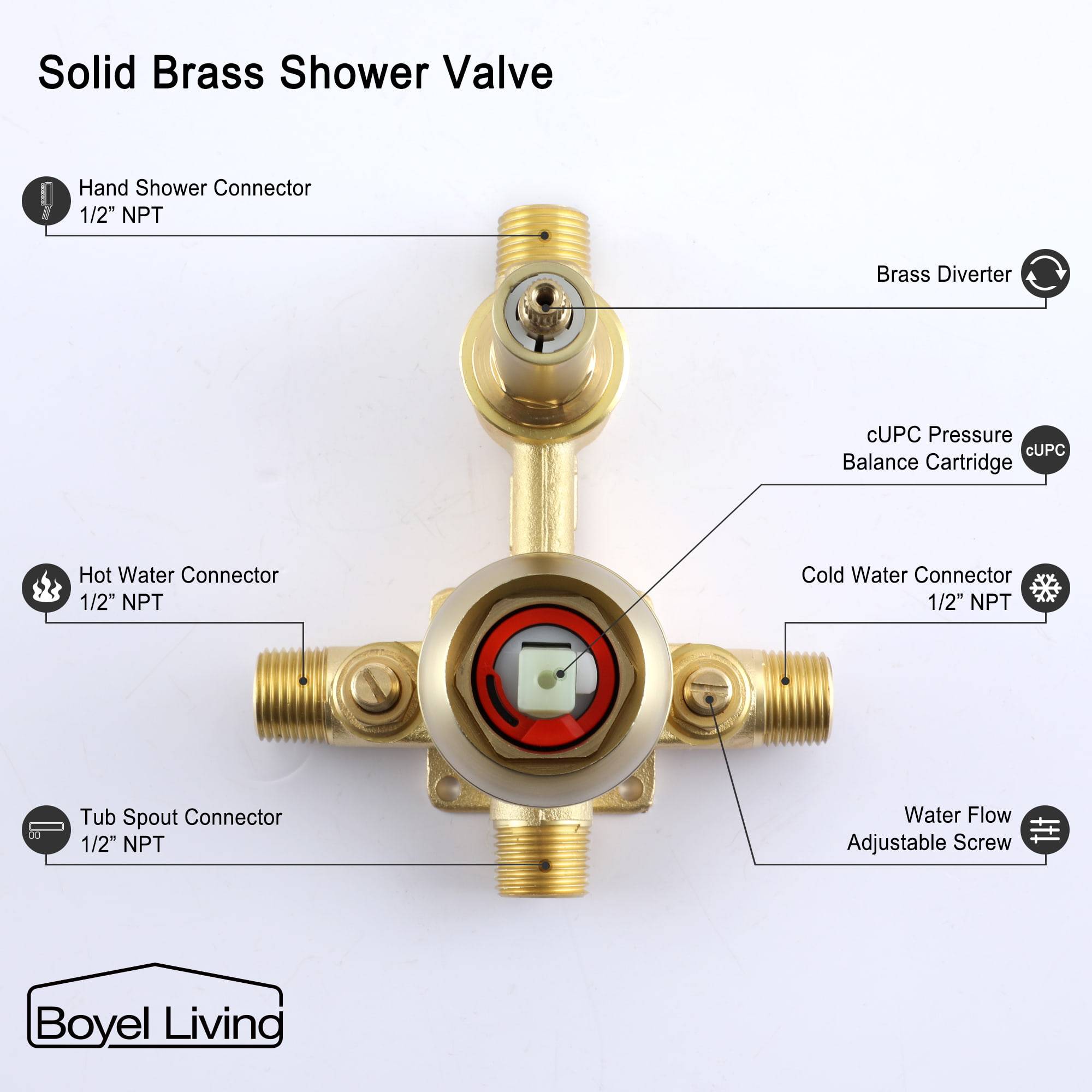 Single-Handle Wall Mounted Roman Bathtub Faucet with Hand Shower-Boyel Living