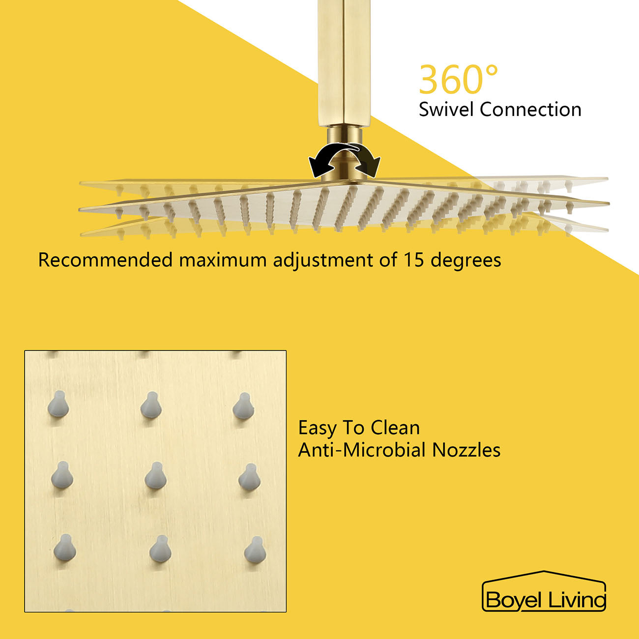 Boyel Living Ceiling Mount Dual Shower Head Shower System with 10/12/16 in. Shower Head-Boyel Living