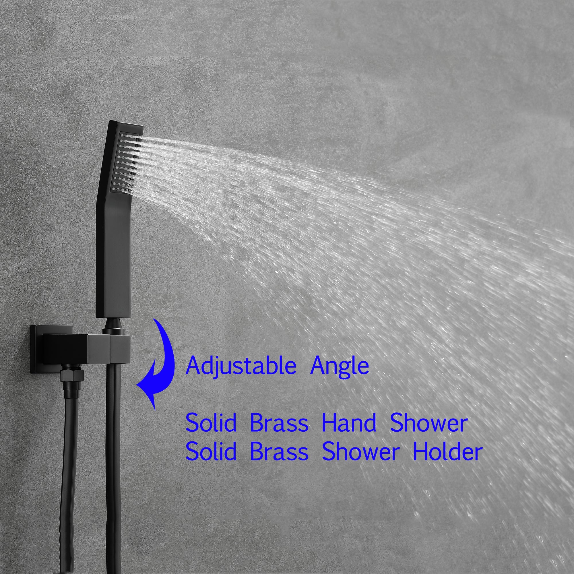 Boyel Living Rain Shower Head System with Handheld Support Adjustable Angle-Boyel Living