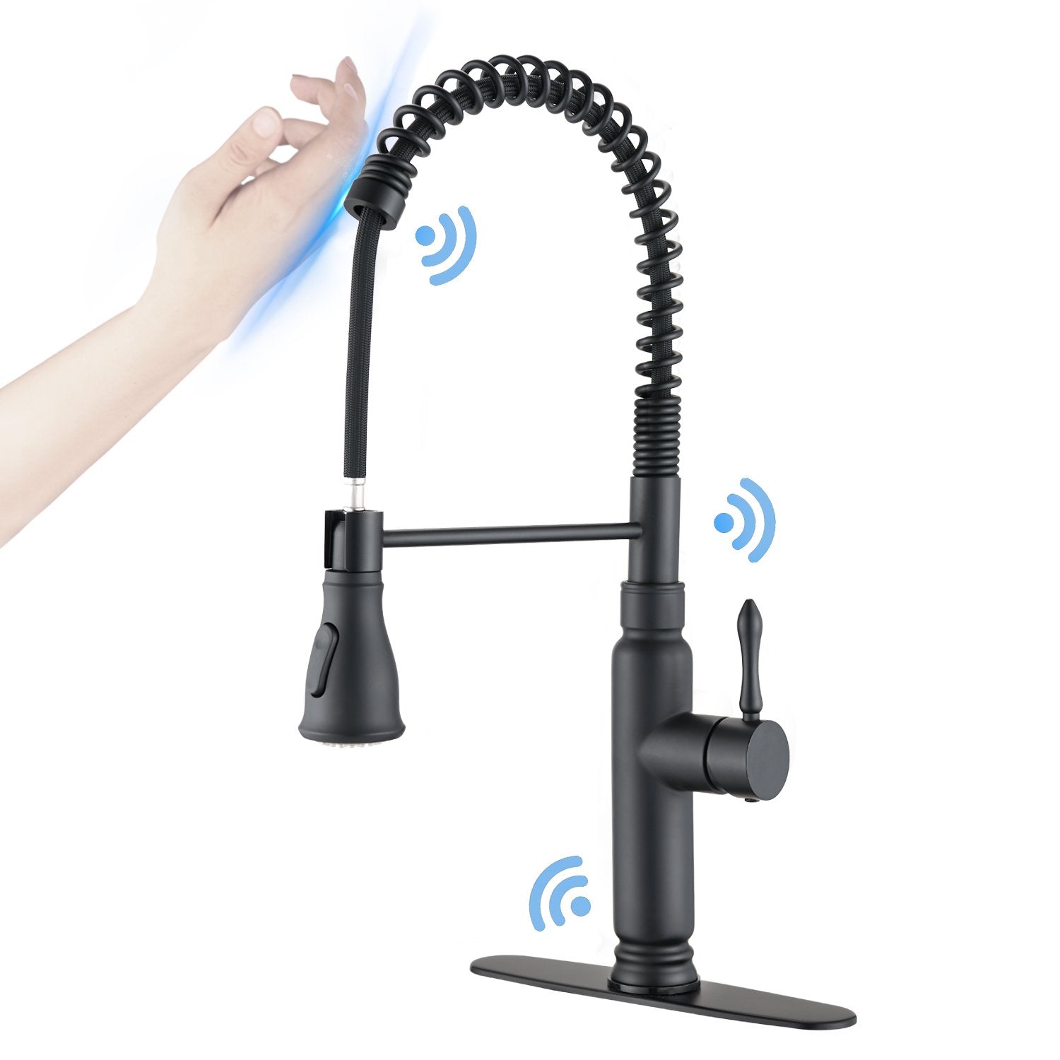 Touch Kitchen Faucet with Pull Down Sprayer in Matte Black-Boyel Living