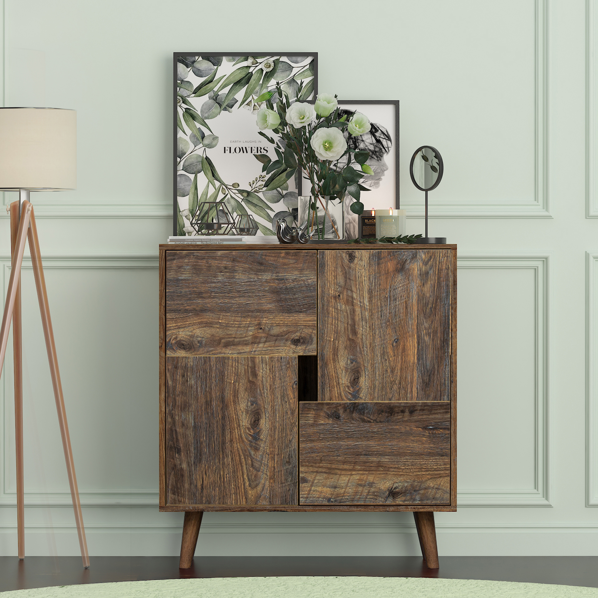 Sideboard, with four storage spaces, restaurant sideboard, entrance channel basement, bedroom and living room，espresso-Boyel Living