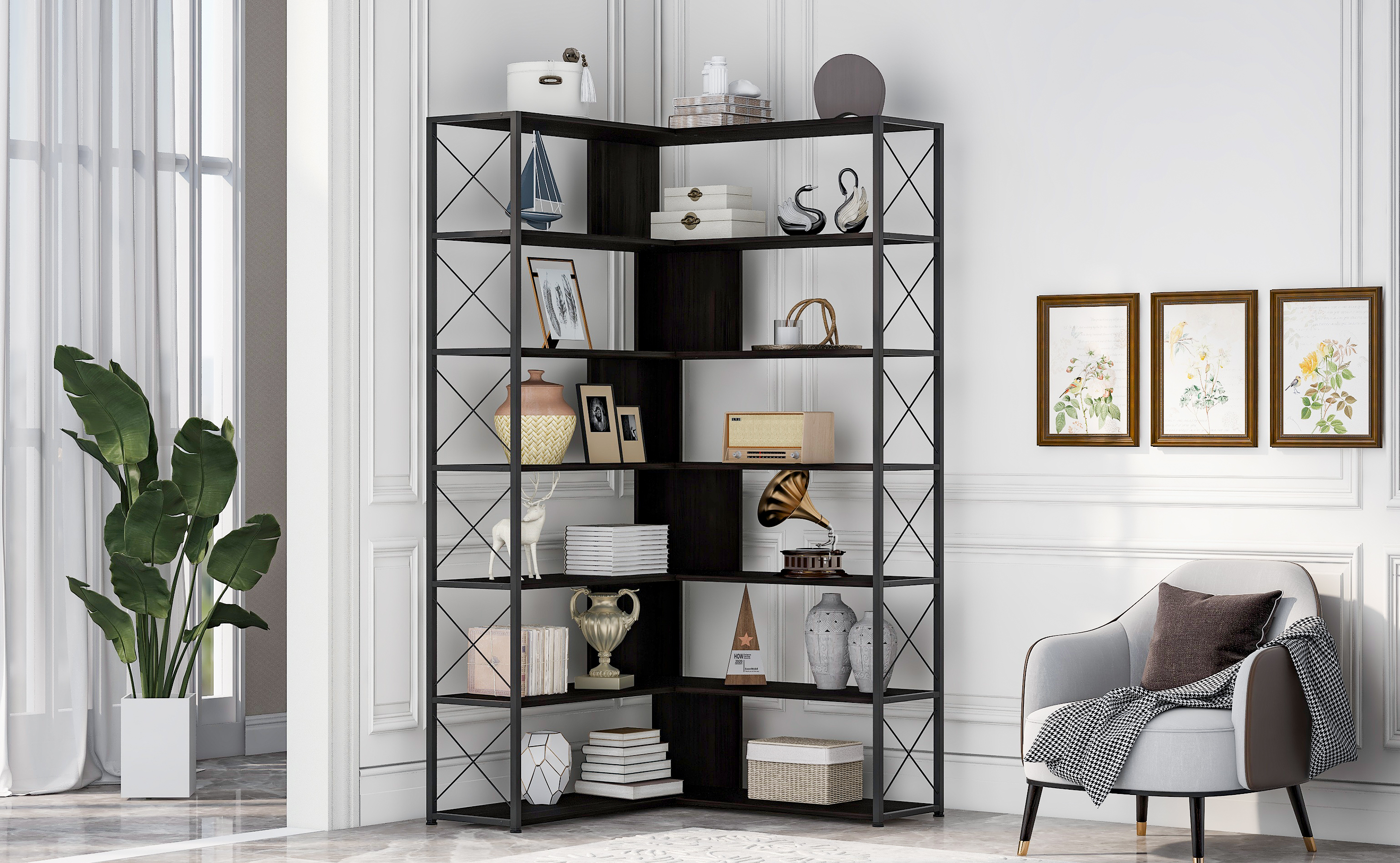 7-Tier Bookcase Home Office Bookshelf