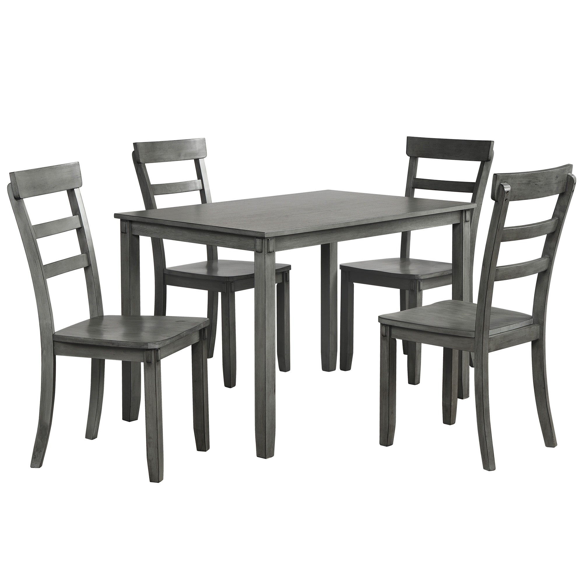 5-piece Kitchen Dining Table Set Wood Table and Chairs Set (Grey)-Boyel Living