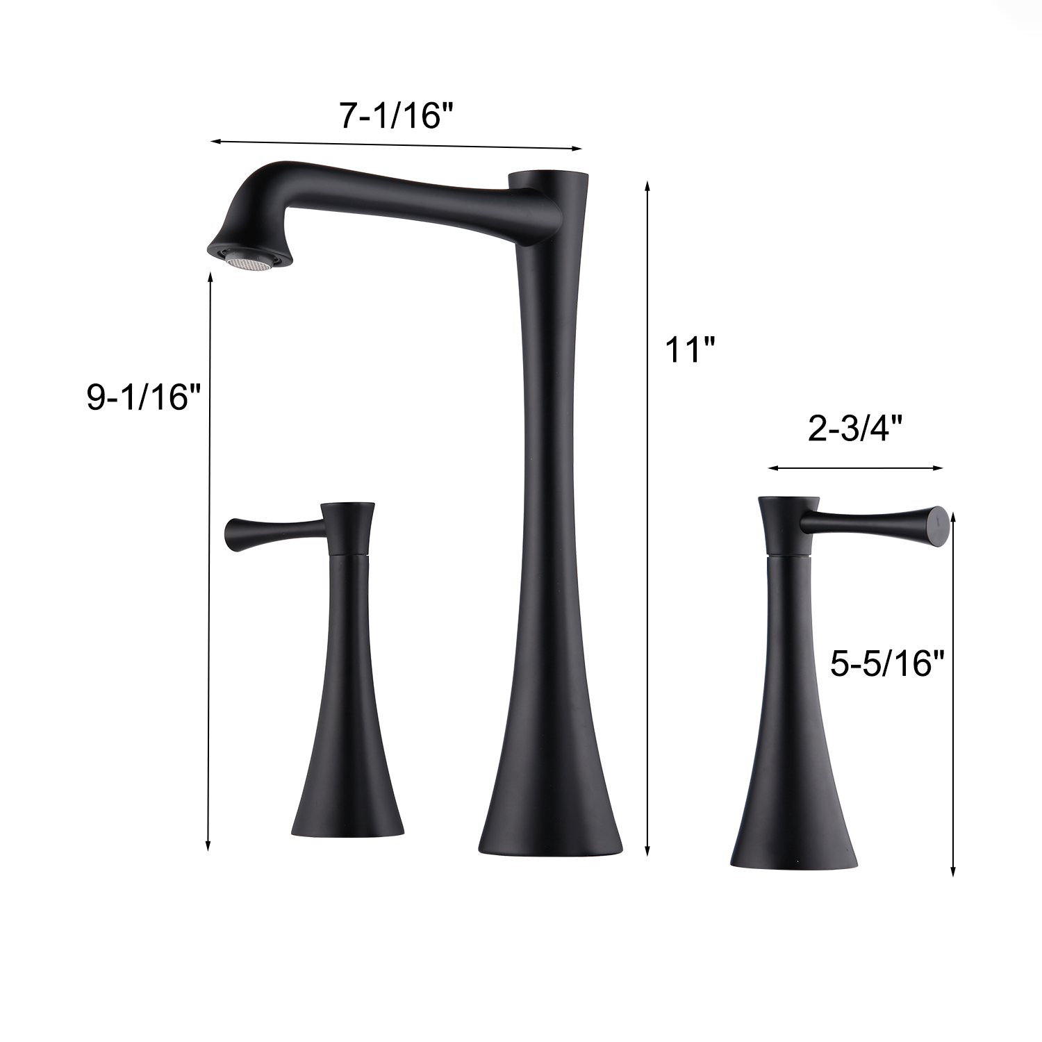 Widespread 2 Handles Bathroom Faucet with Drain Assembly, Gold/ Matte Black 