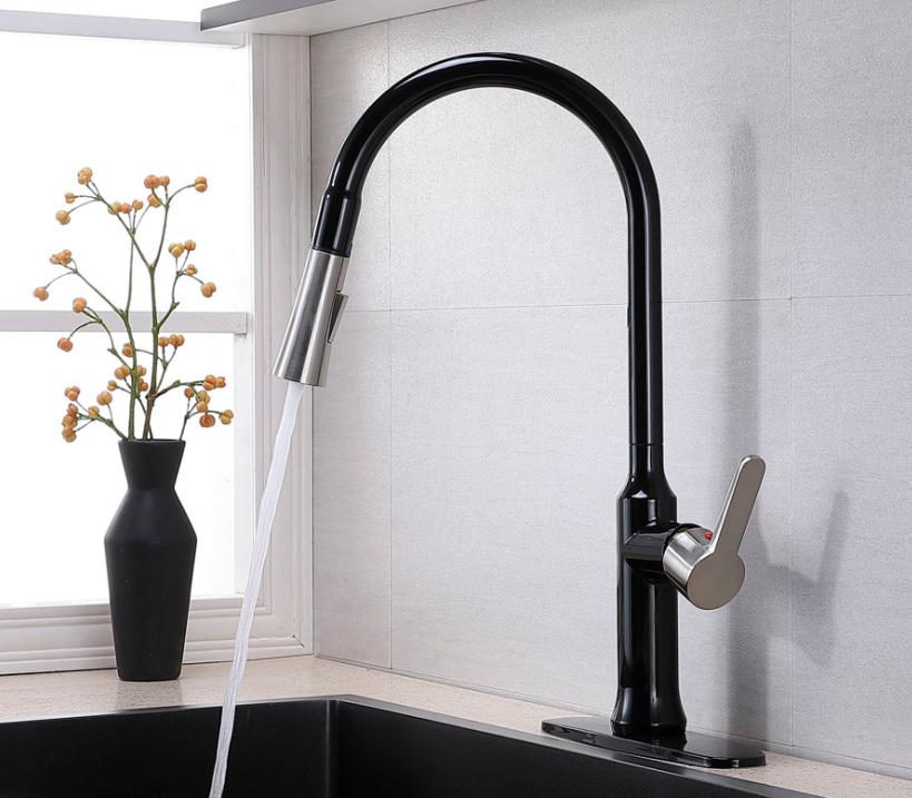 Pull Down Single Handle Kitchen Faucet with Accessories - 13*8*2