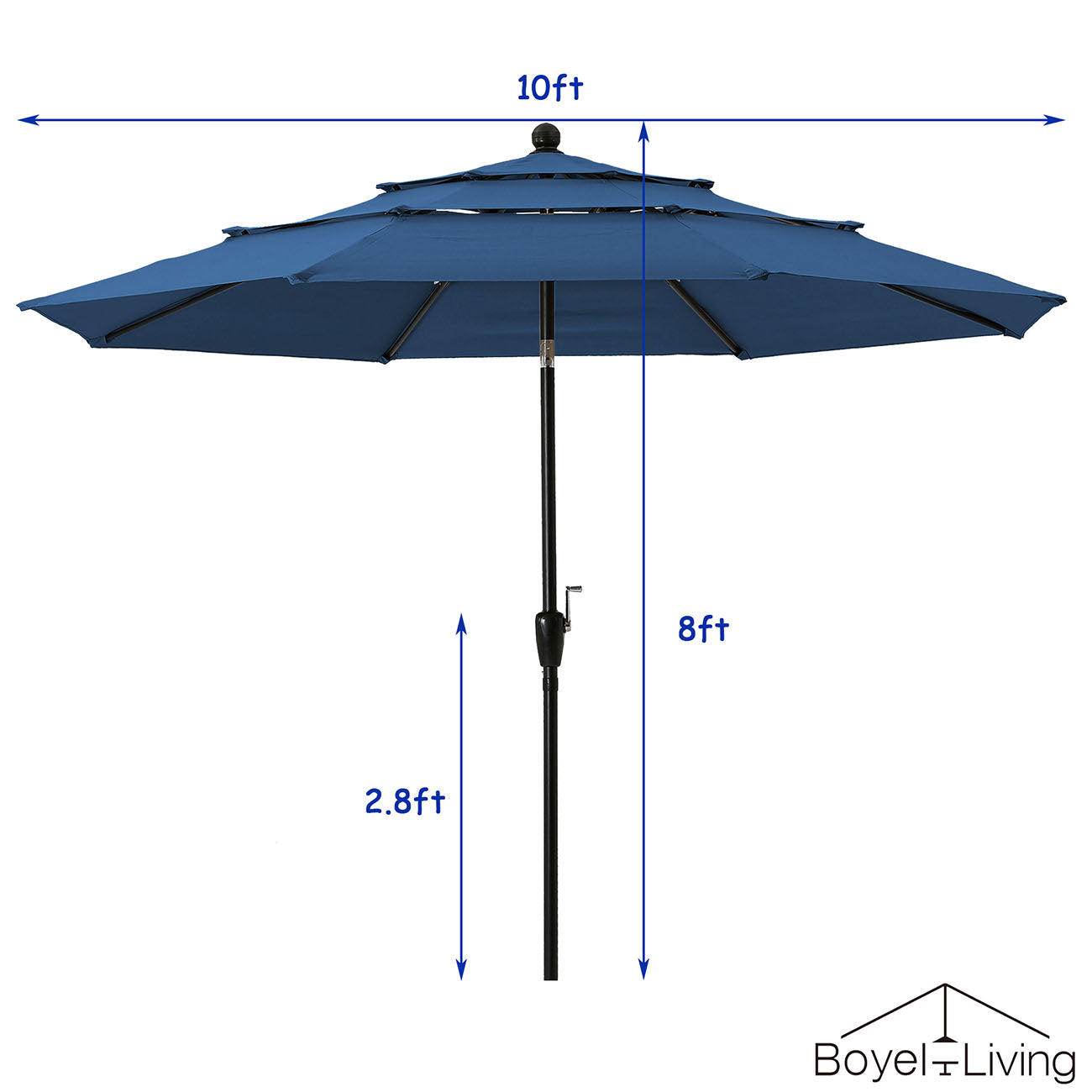 Boyel Living 10ft Patio Umbrella with Double Airvent (Navy)-Boyel Living